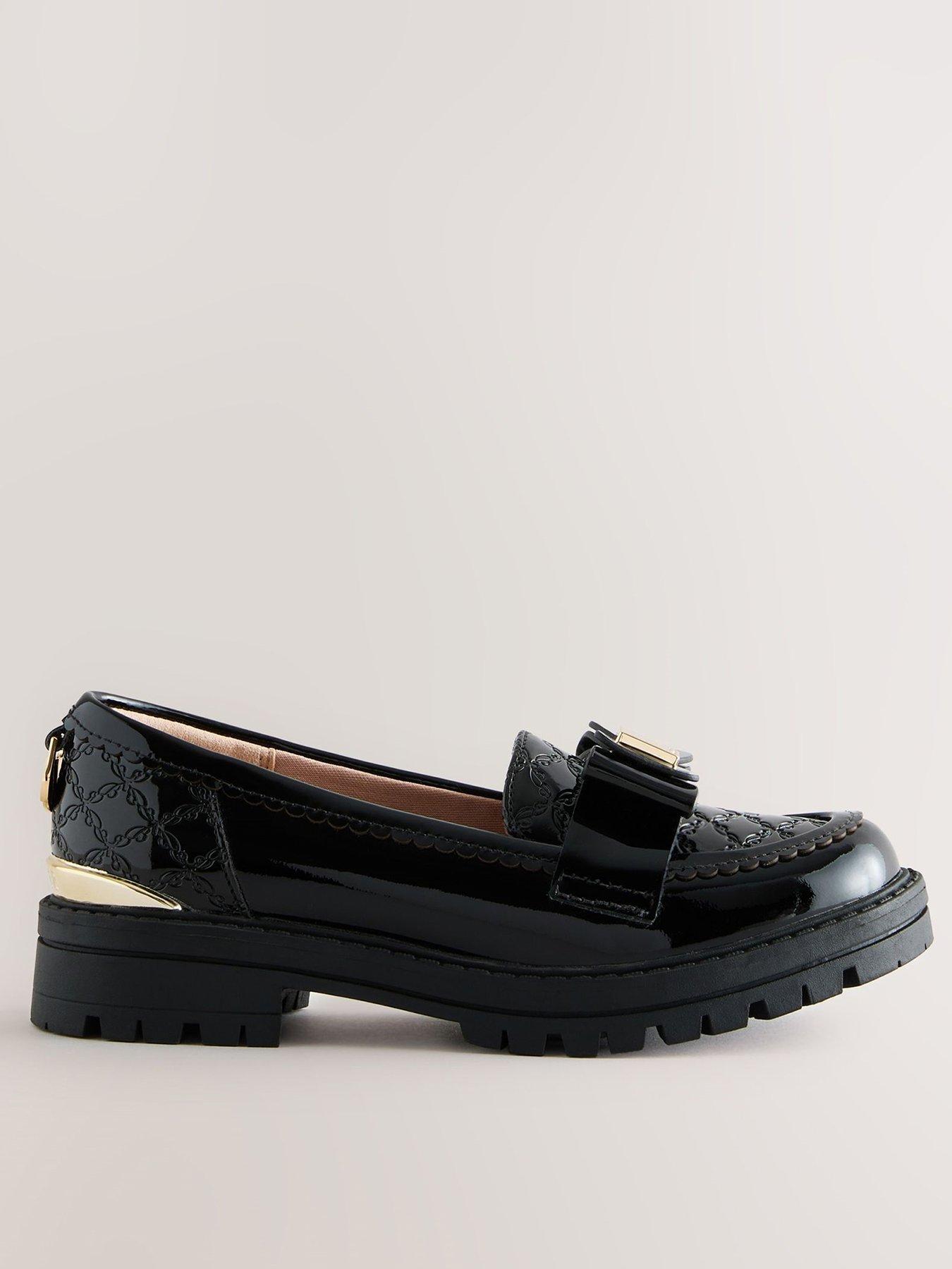 undefined Girls Bow Patent Loafers - Black