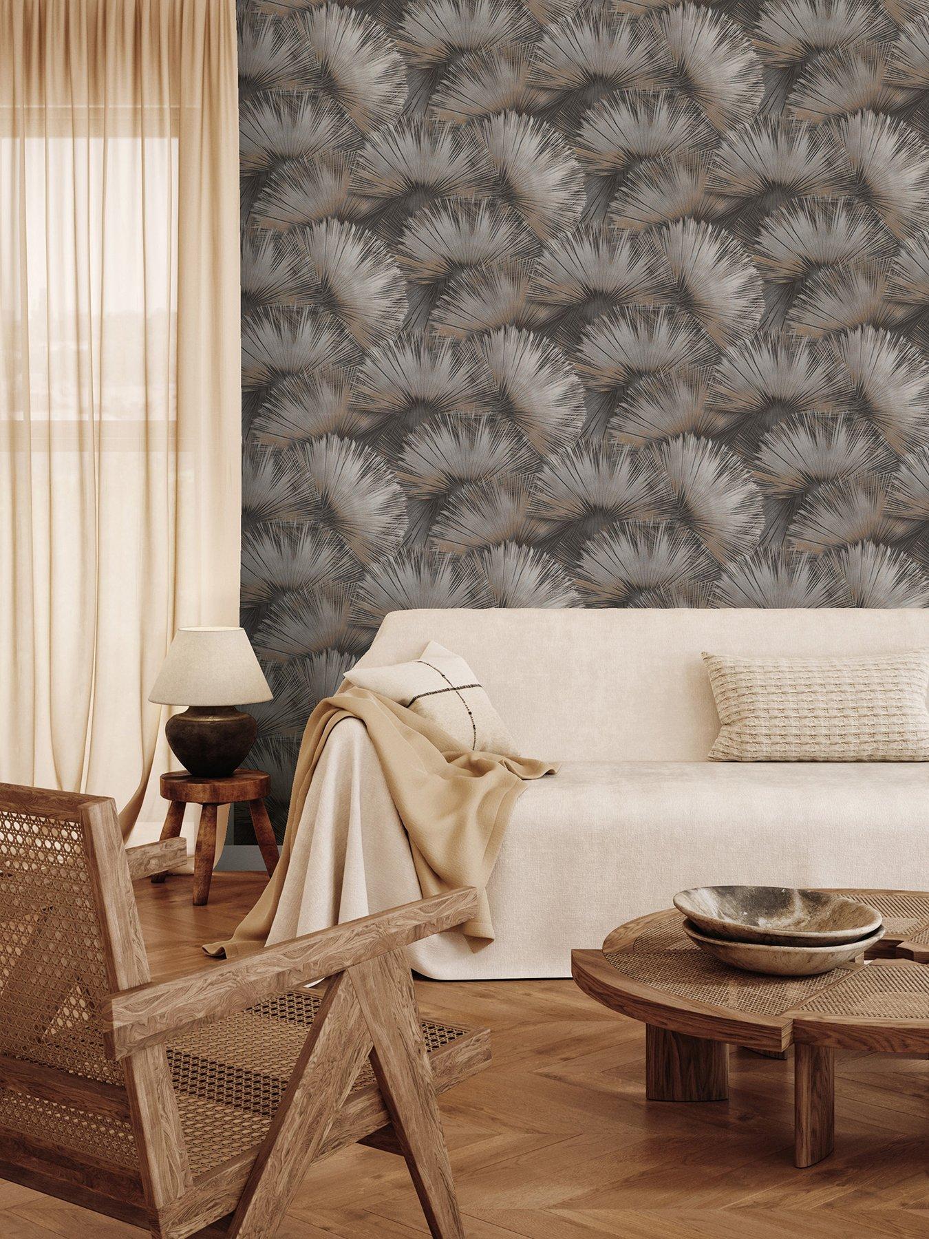 Image 1 of 5 of Rasch Opulenza Fan Wallpaper - Charcoal