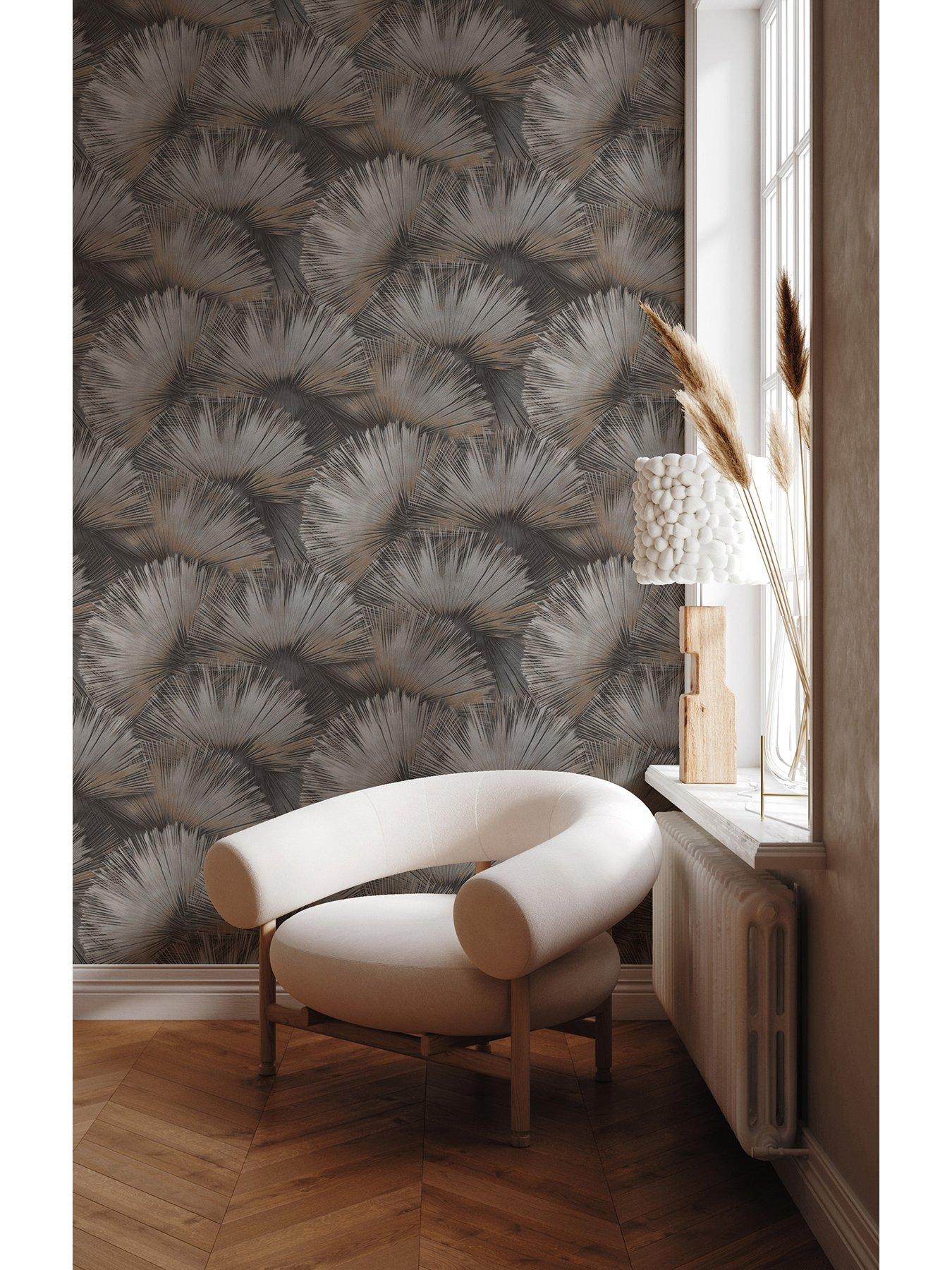 Image 3 of 5 of Rasch Opulenza Fan Wallpaper - Charcoal