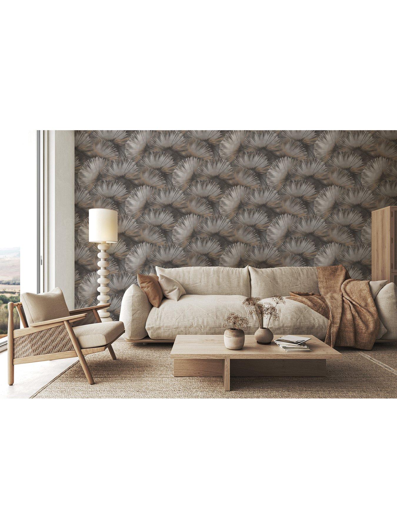Image 4 of 5 of Rasch Opulenza Fan Wallpaper - Charcoal