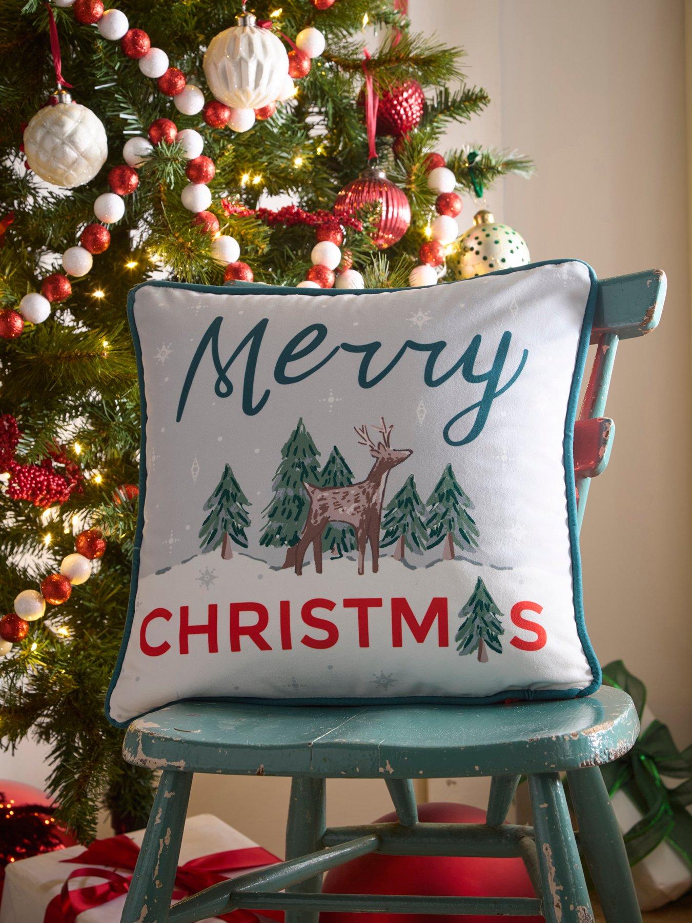 undefined Merry Christmas Deer - Velvet 43 X 43cm Filled Cushion