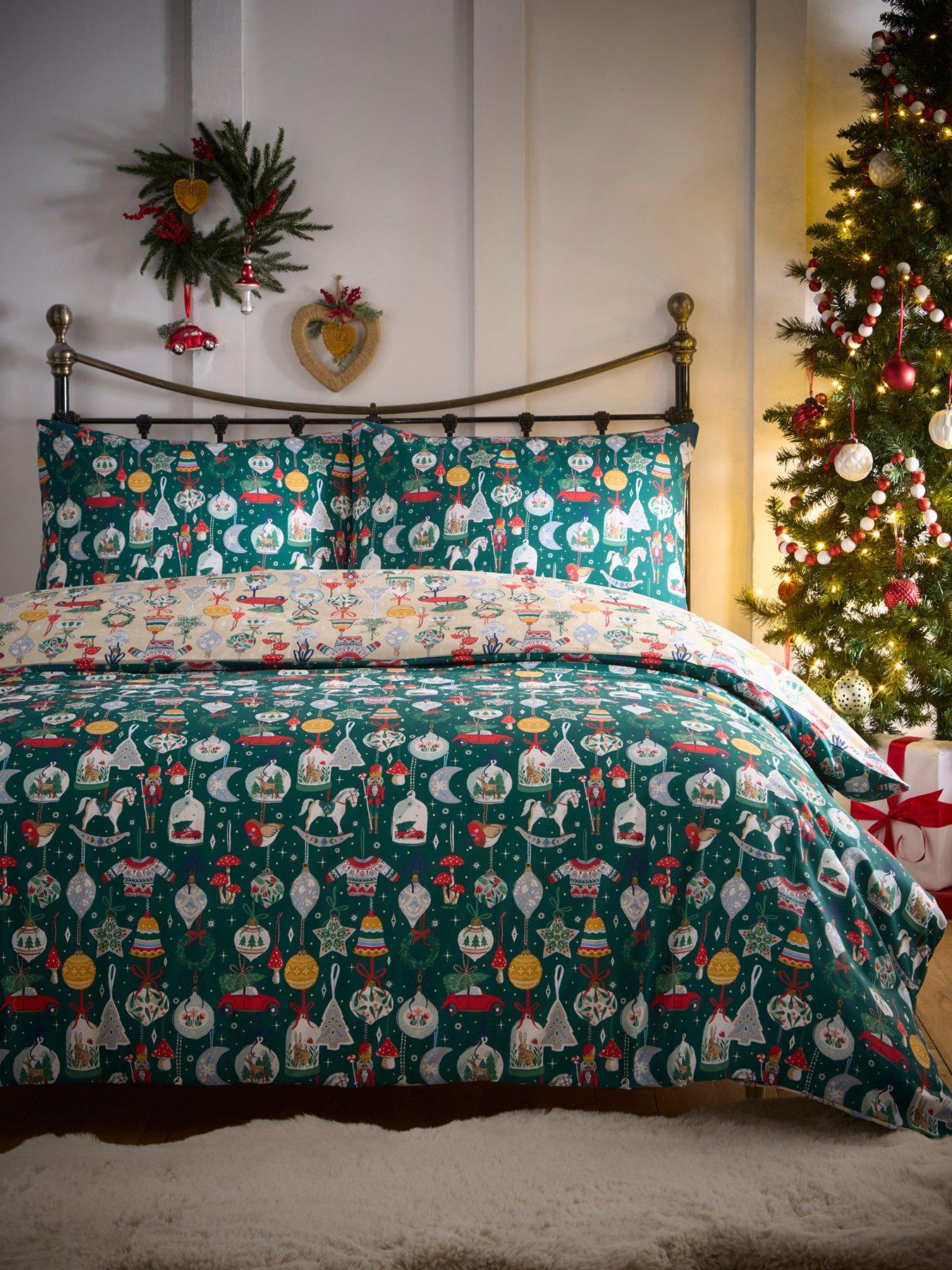 undefined Christmas Ornaments - Festive Double Duvet Cover Set