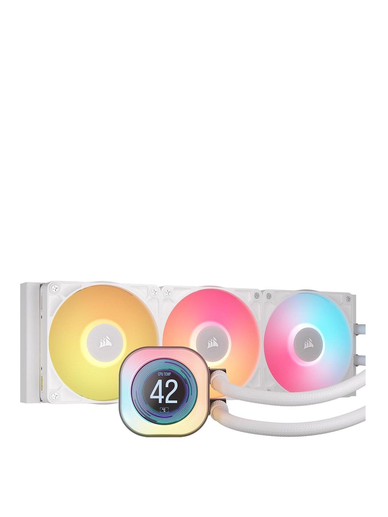Image 1 of 7 of CORSAIR iCUE LINK TITAN 360 RX LCD White AIO, 360mm Radiator, Liquid CPU Cooler