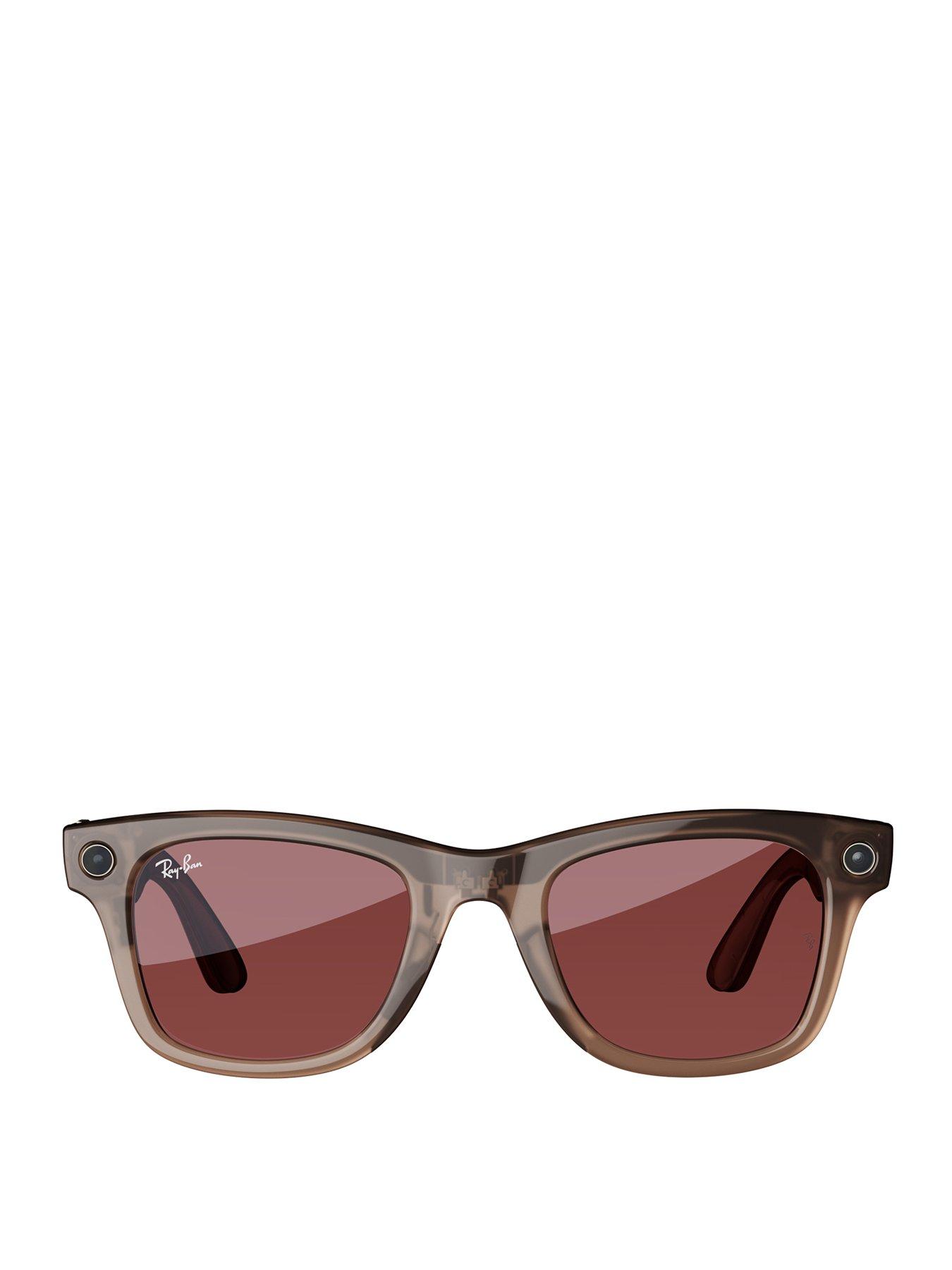 undefined Wayfarer Large Glasses - Transparent Shiny Warm Stone, Transitions Watermelon Red