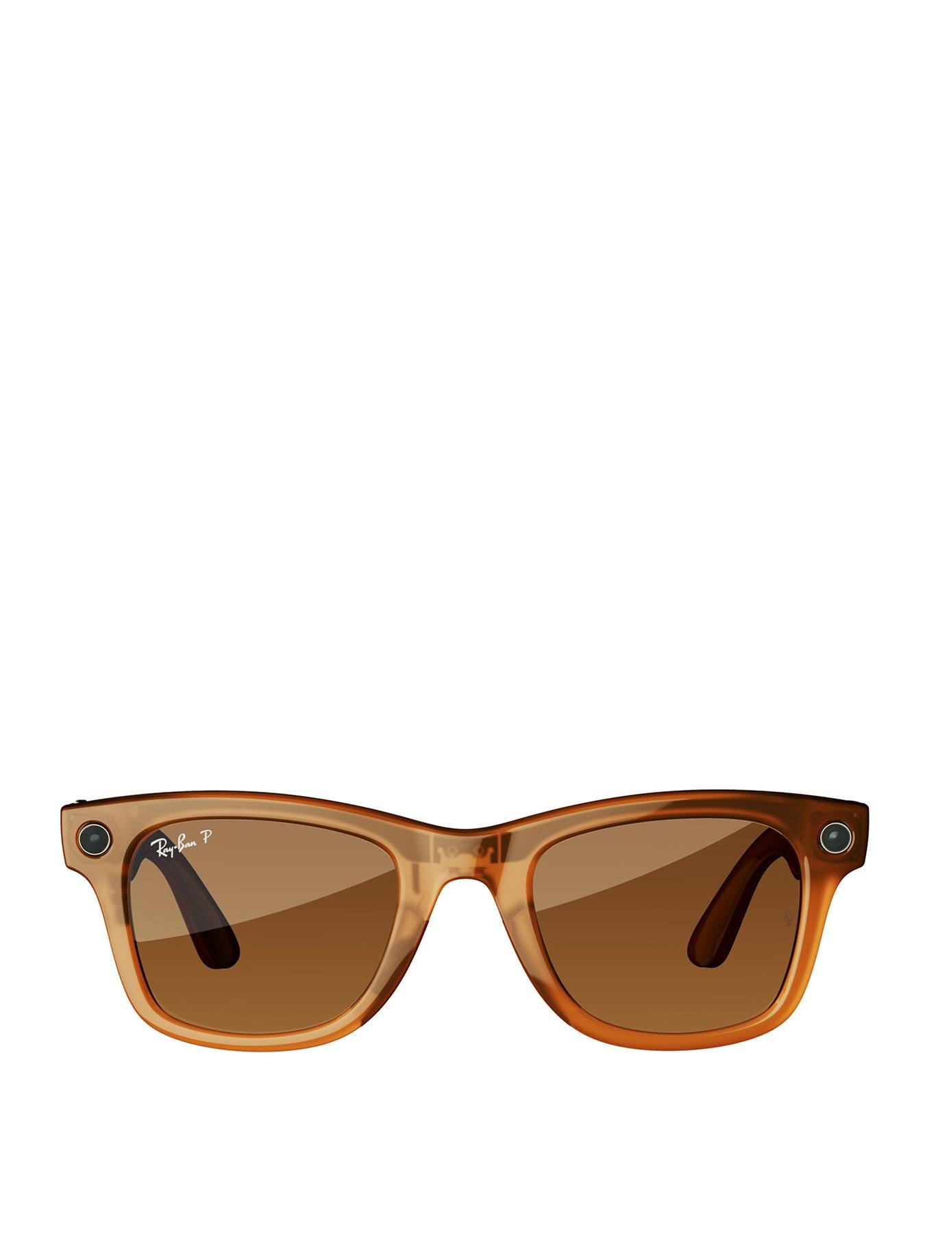 undefined Wayfarer Large Glasses - Shiny Caramel Transparent, Brown