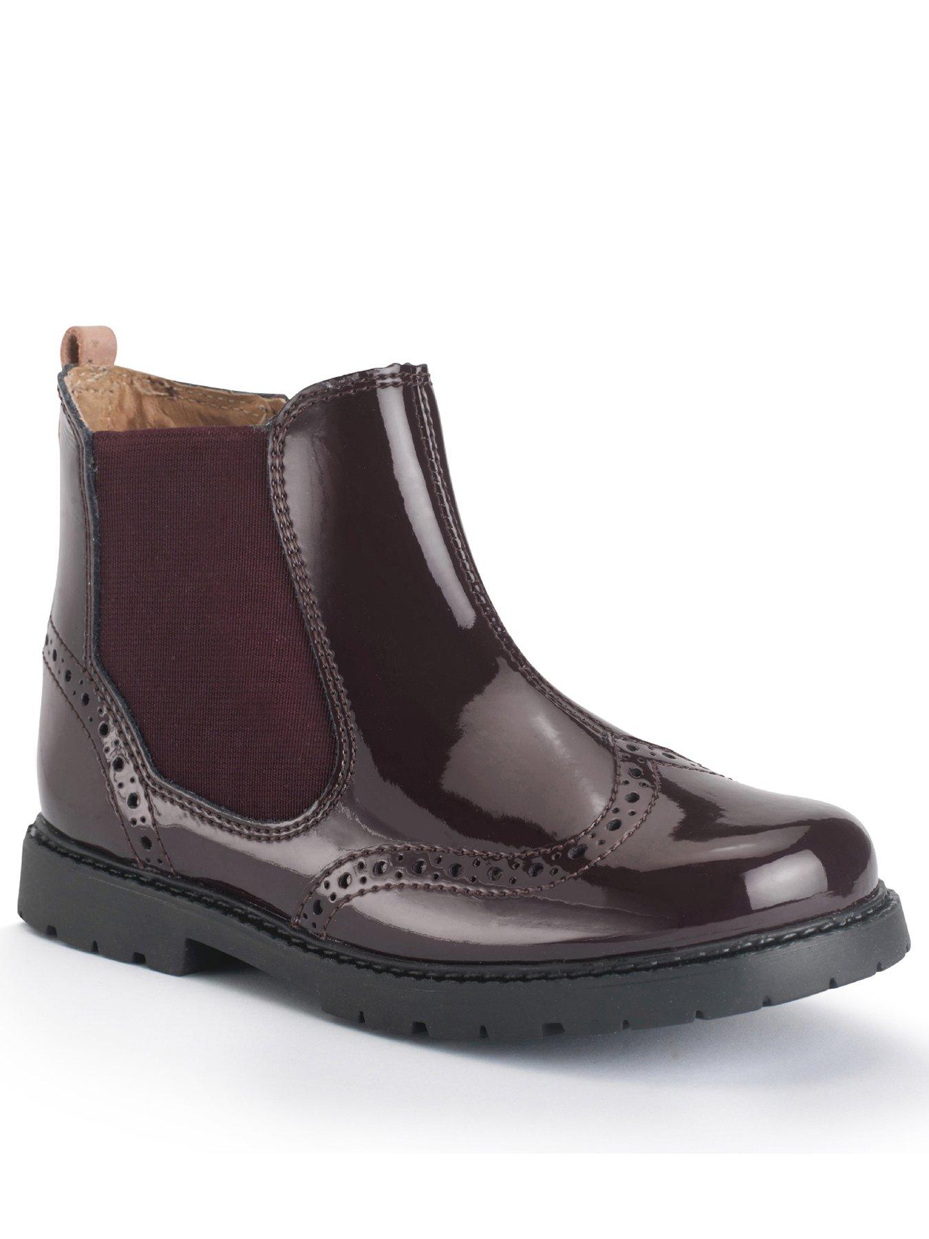 Start-rite Chelsea Older Girls Burgundy Patent Zip Up Ankle Boots