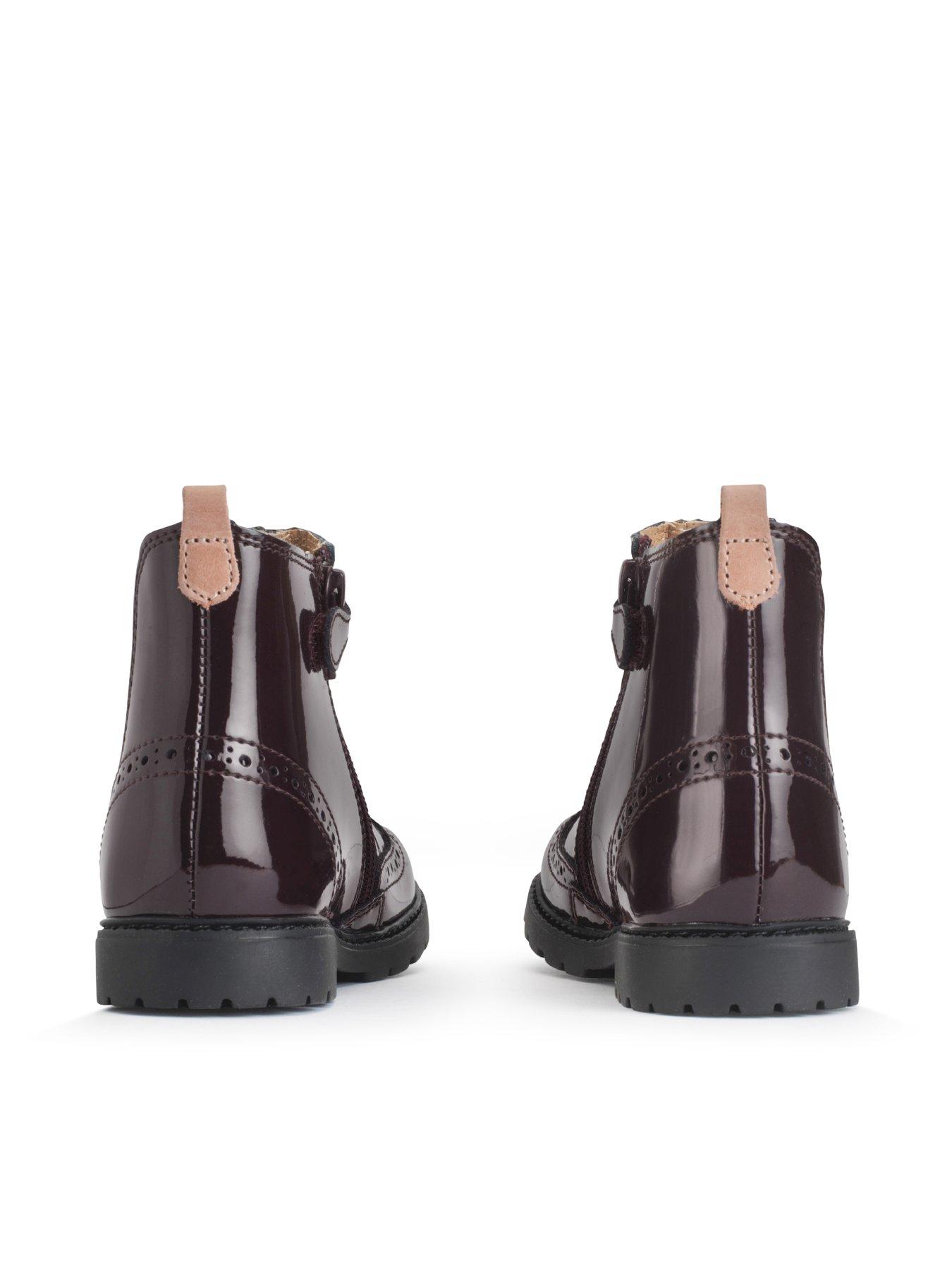 Start-rite Chelsea Older Girls Burgundy Patent Zip Up Ankle Boots - Red ...