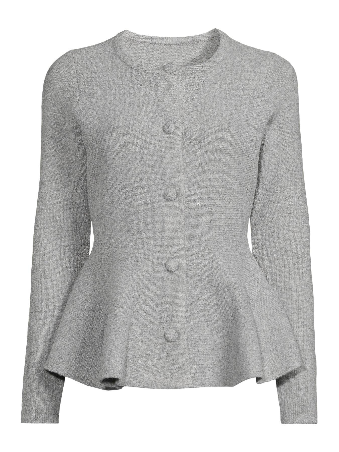 The Very Collection Crew Neck Covered Button Peplum Cardigan
