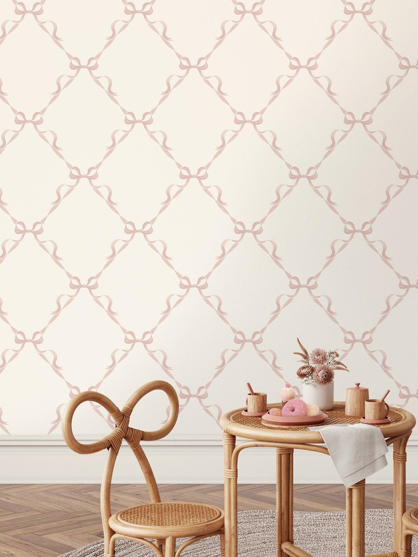 Image 1 of 6 of Holden Decor Tied With A Bow Wallpaper - Pink/cream