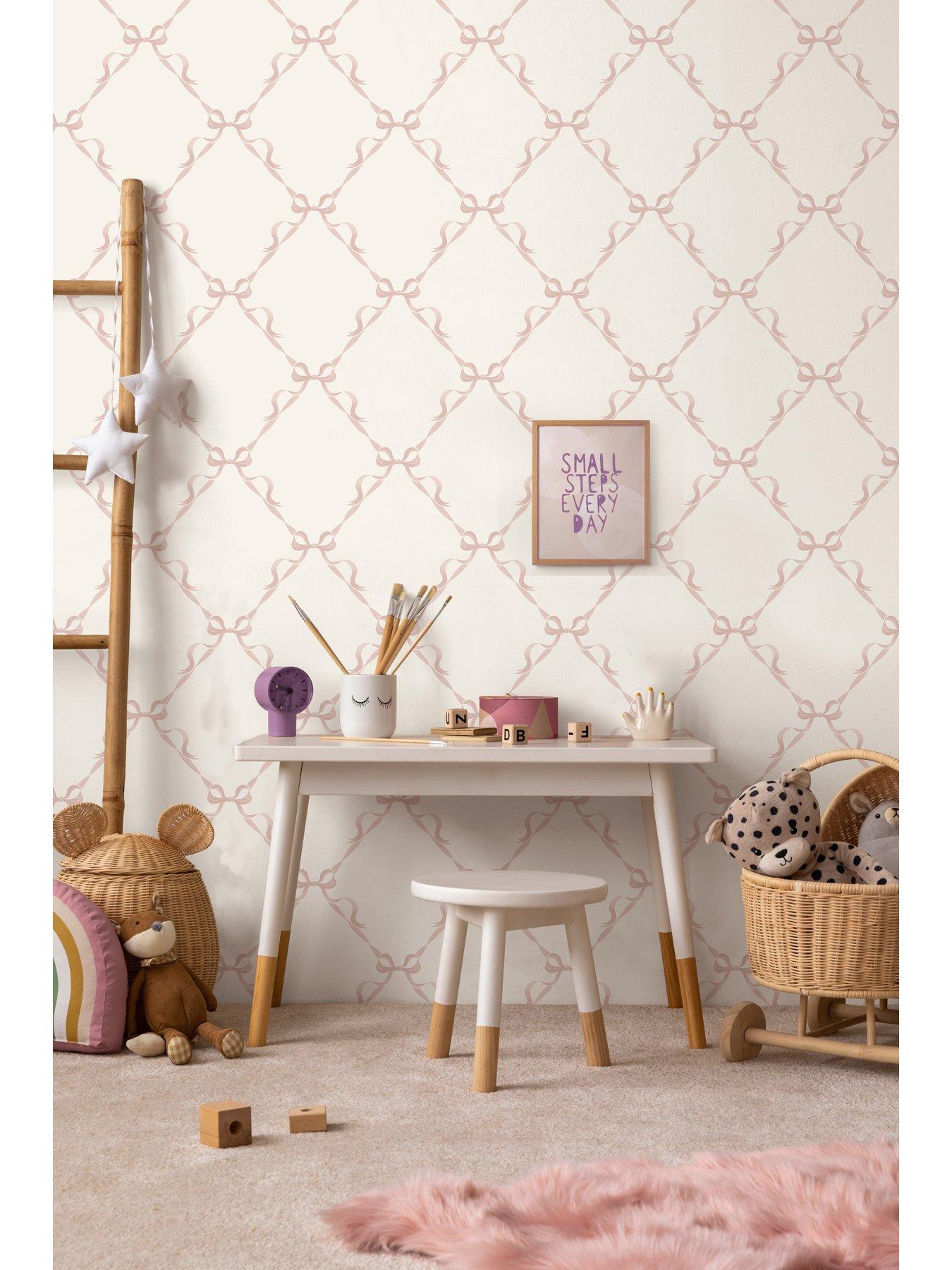 Image 4 of 6 of Holden Decor Tied With A Bow Wallpaper - Pink/cream