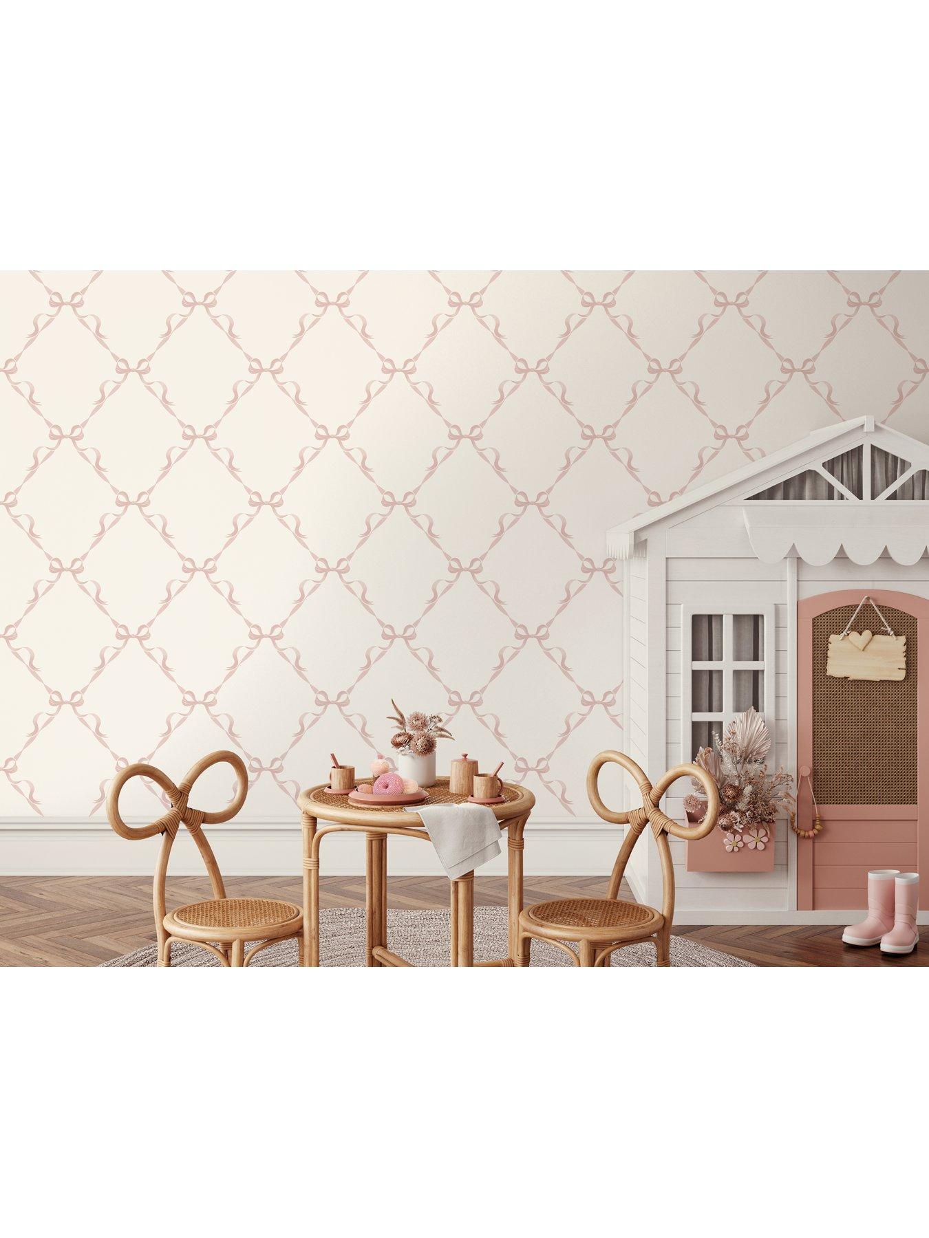 Image 5 of 6 of Holden Decor Tied With A Bow Wallpaper - Pink/cream