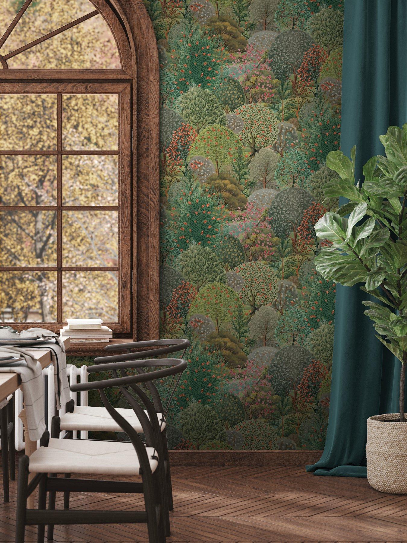 Image 1 of 5 of Holden Decor Tree Tapestry Wallpaper - Green