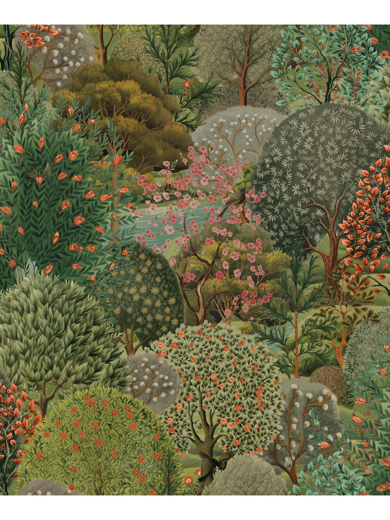 Image 2 of 5 of Holden Decor Tree Tapestry Wallpaper - Green
