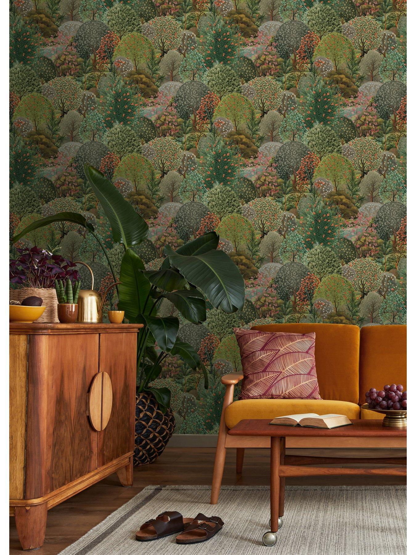 Image 4 of 5 of Holden Decor Tree Tapestry Wallpaper - Green