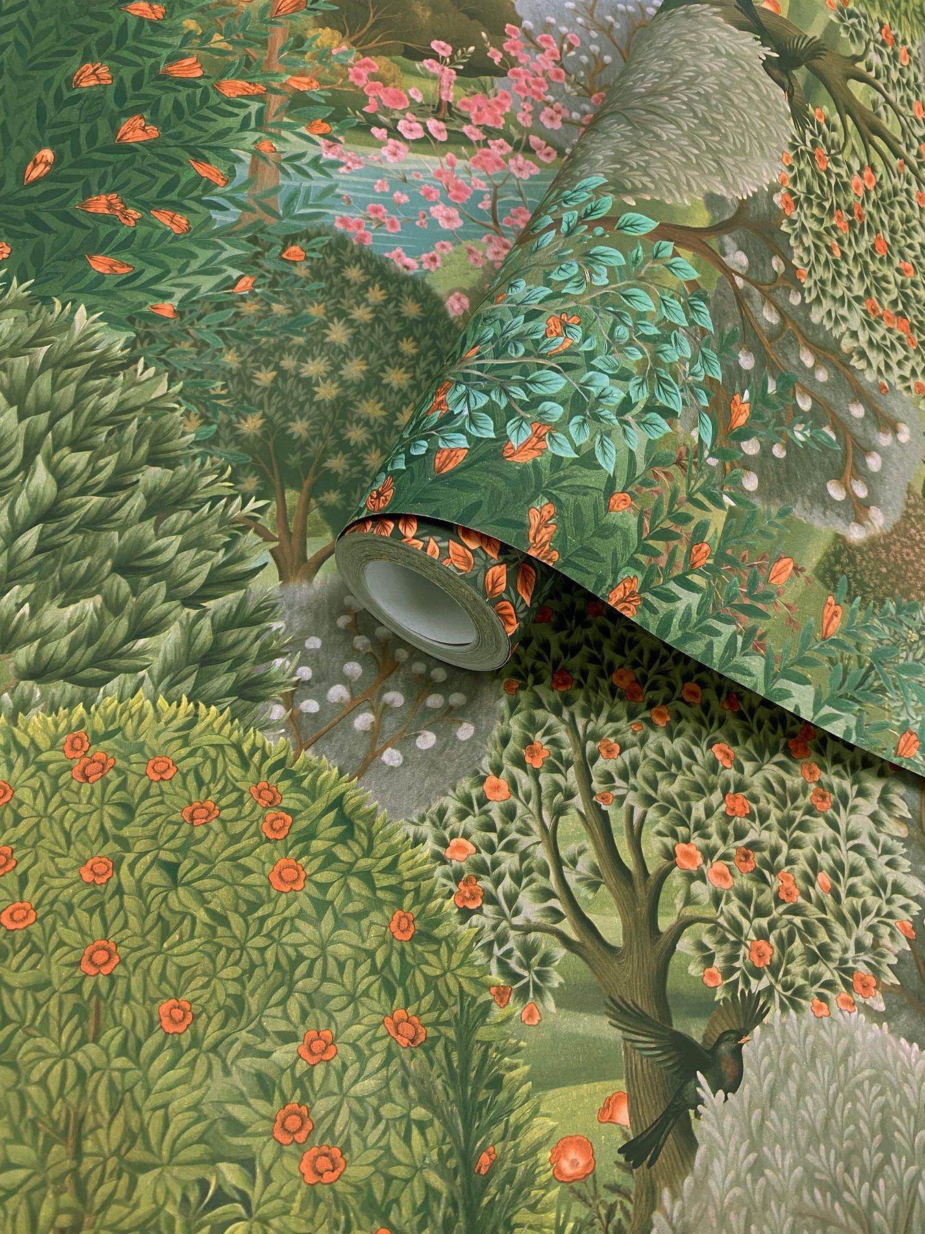 Image 5 of 5 of Holden Decor Tree Tapestry Wallpaper - Green