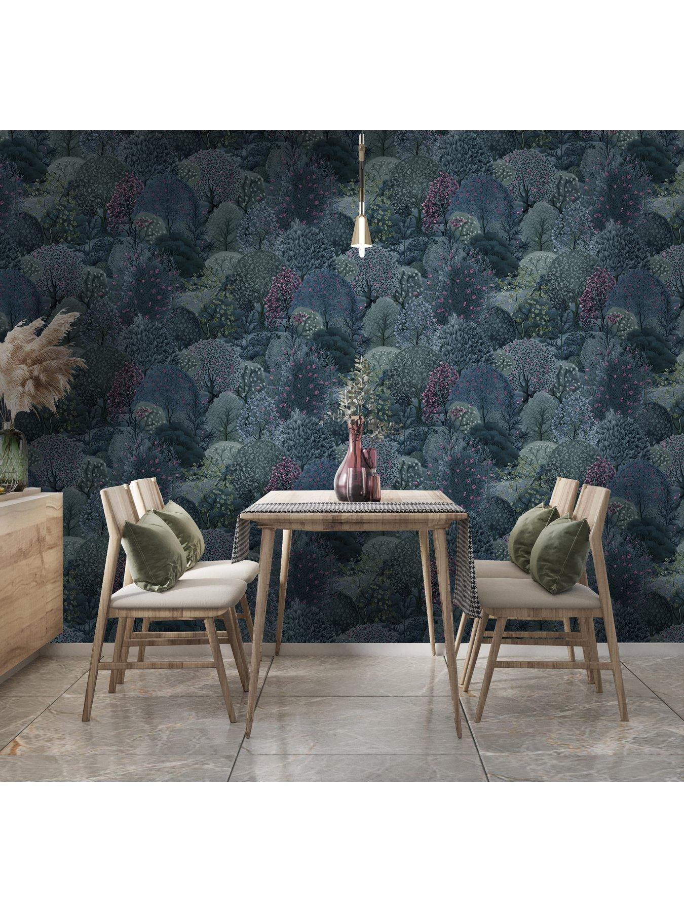Image 3 of 6 of Holden Decor Tree Tapestry Wallpaper - Navy / Berry