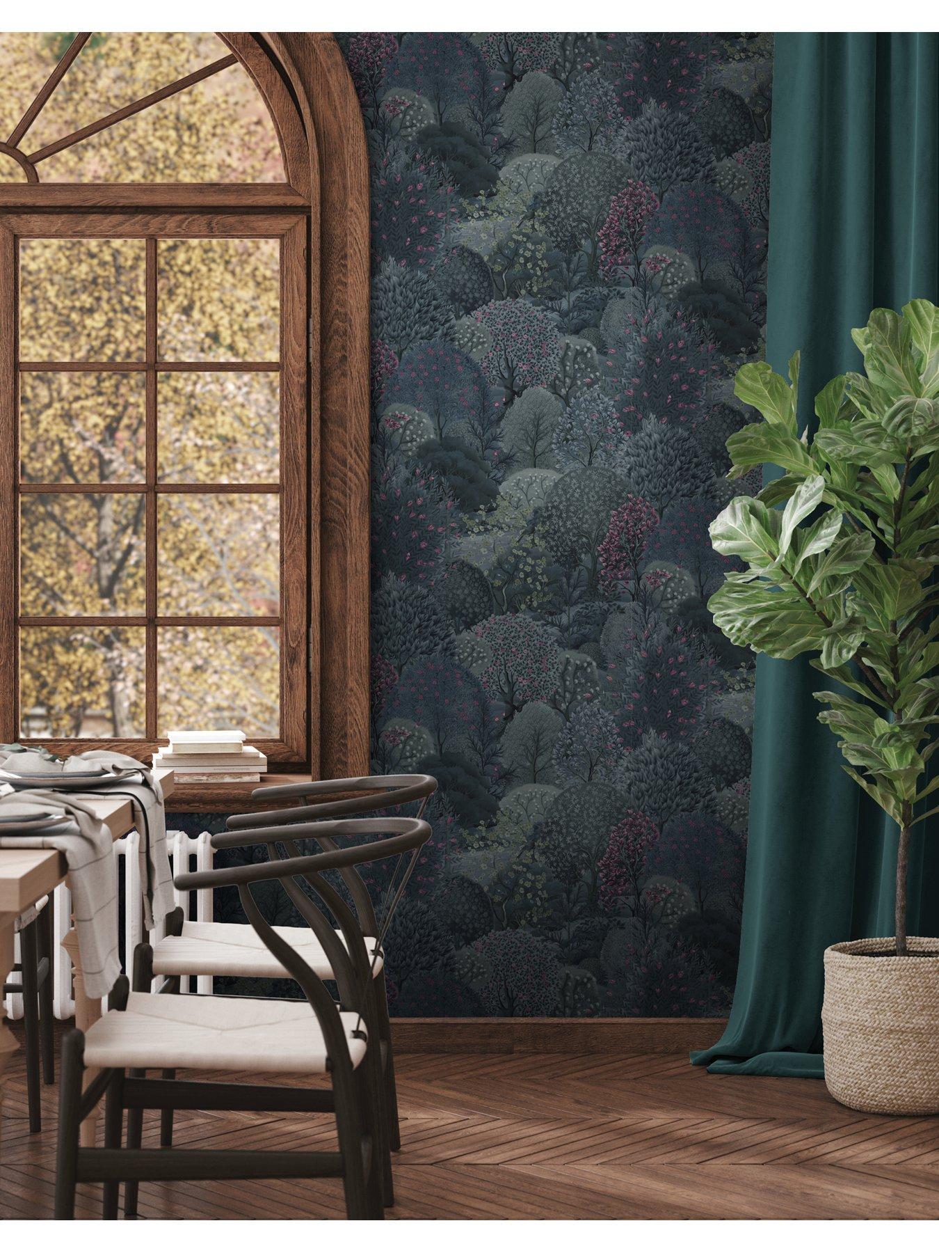 Image 5 of 6 of Holden Decor Tree Tapestry Wallpaper - Navy / Berry