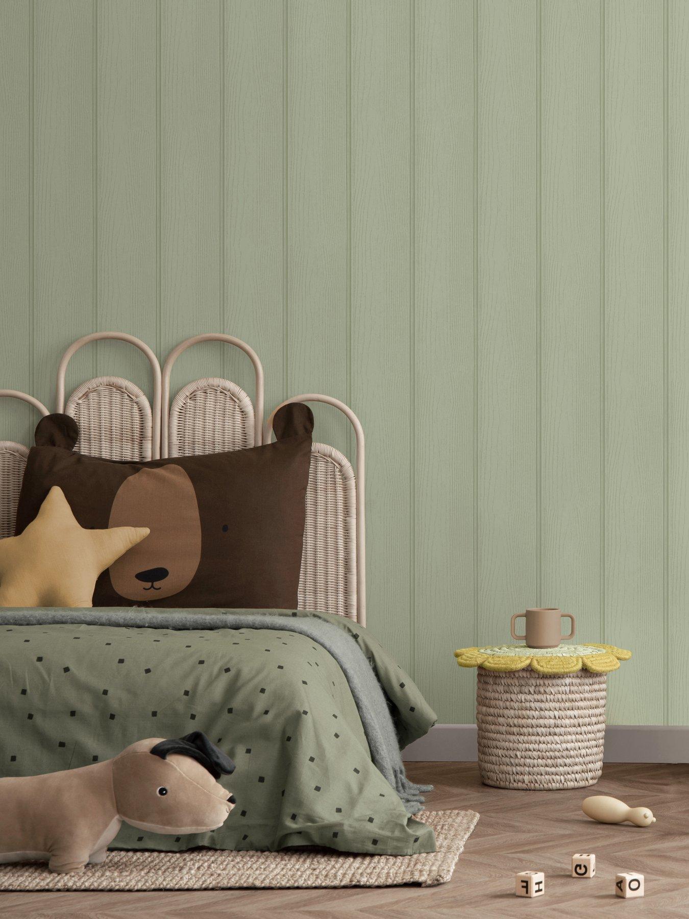 Image 1 of 6 of Holden Decor Tongue &amp; Groove Wallpaper - Sage Green