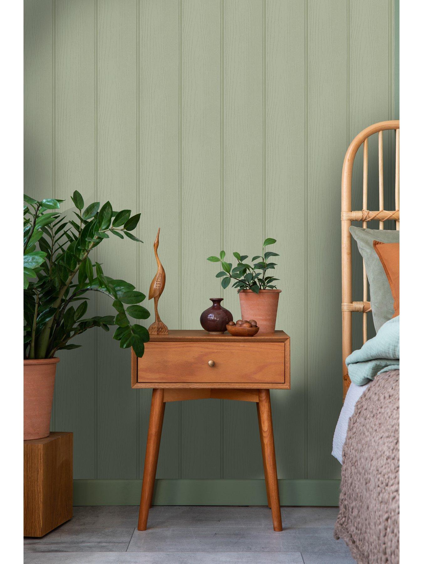 Image 4 of 6 of Holden Decor Tongue &amp; Groove Wallpaper - Sage Green