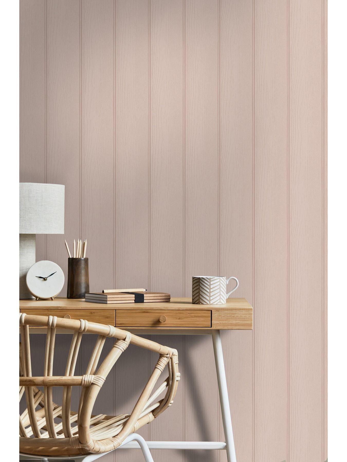 Image 3 of 6 of Holden Decor Tongue &amp; Groove Wallpaper - Pink