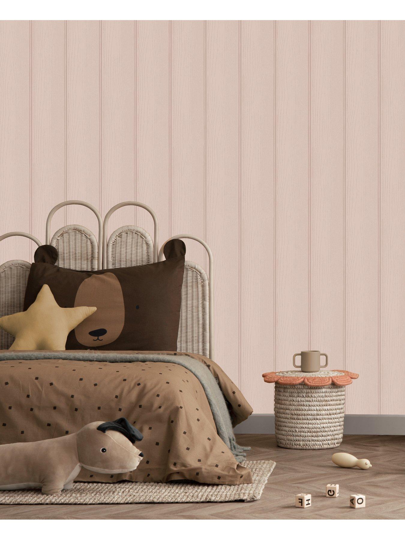 Image 4 of 6 of Holden Decor Tongue &amp; Groove Wallpaper - Pink