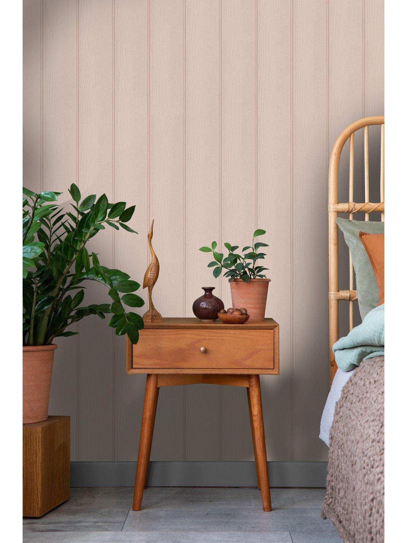 Image 5 of 6 of Holden Decor Tongue &amp; Groove Wallpaper - Pink
