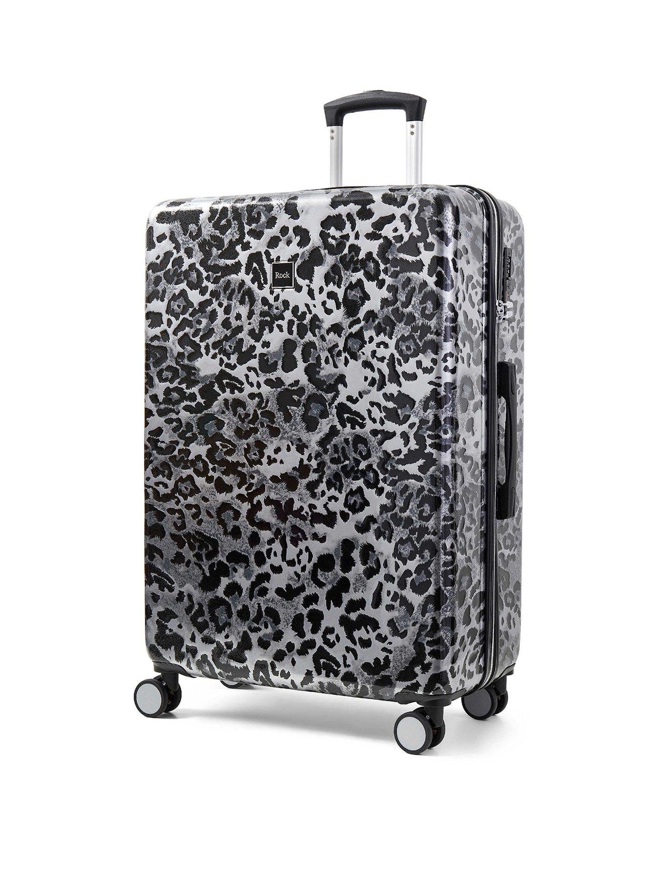 Image 2 of 5 of Rock Luggage Savannah Silver Leopard Print Suitcase 3pc Set