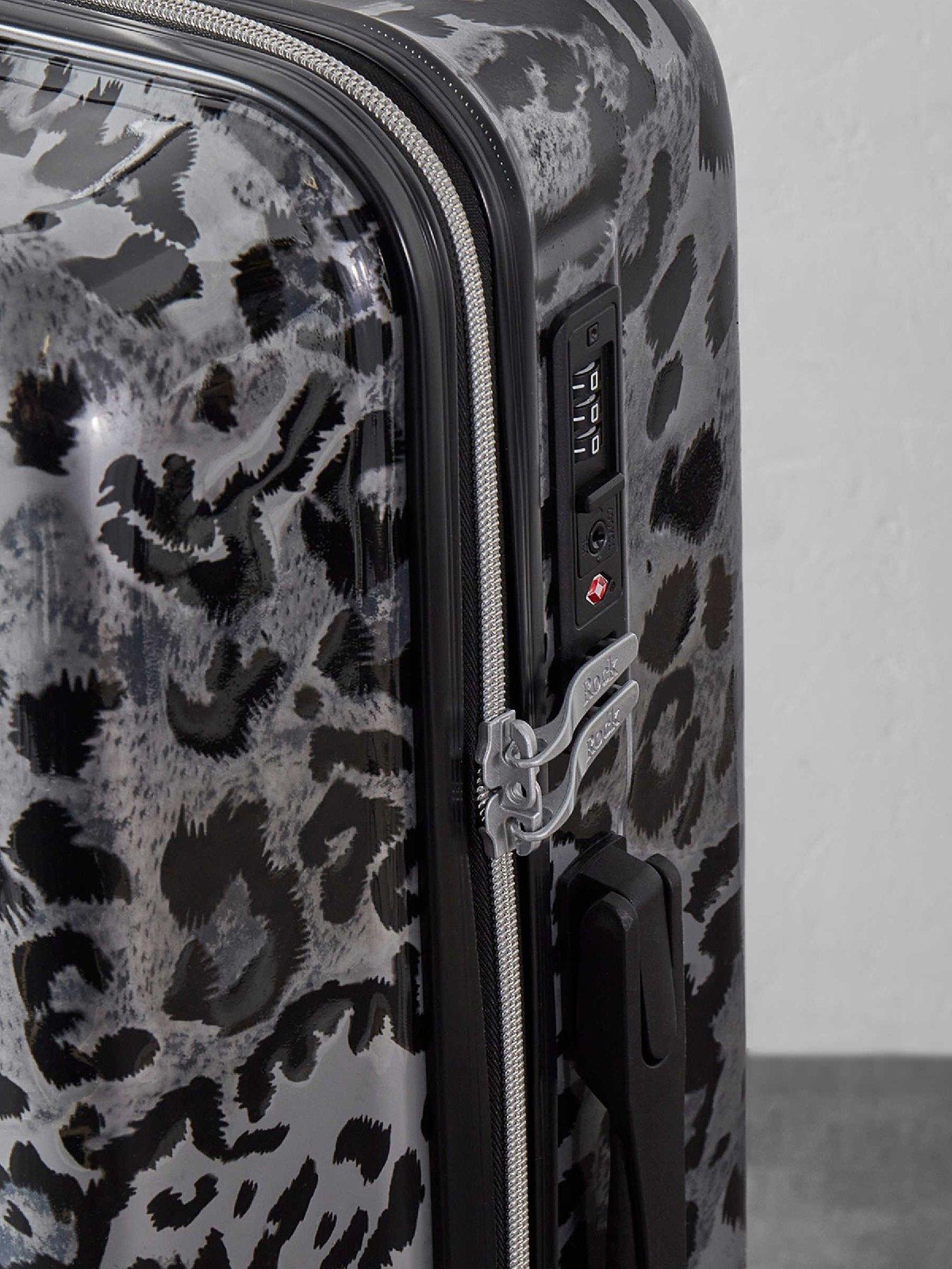 Image 5 of 5 of Rock Luggage Savannah Silver Leopard Print Suitcase 3pc Set