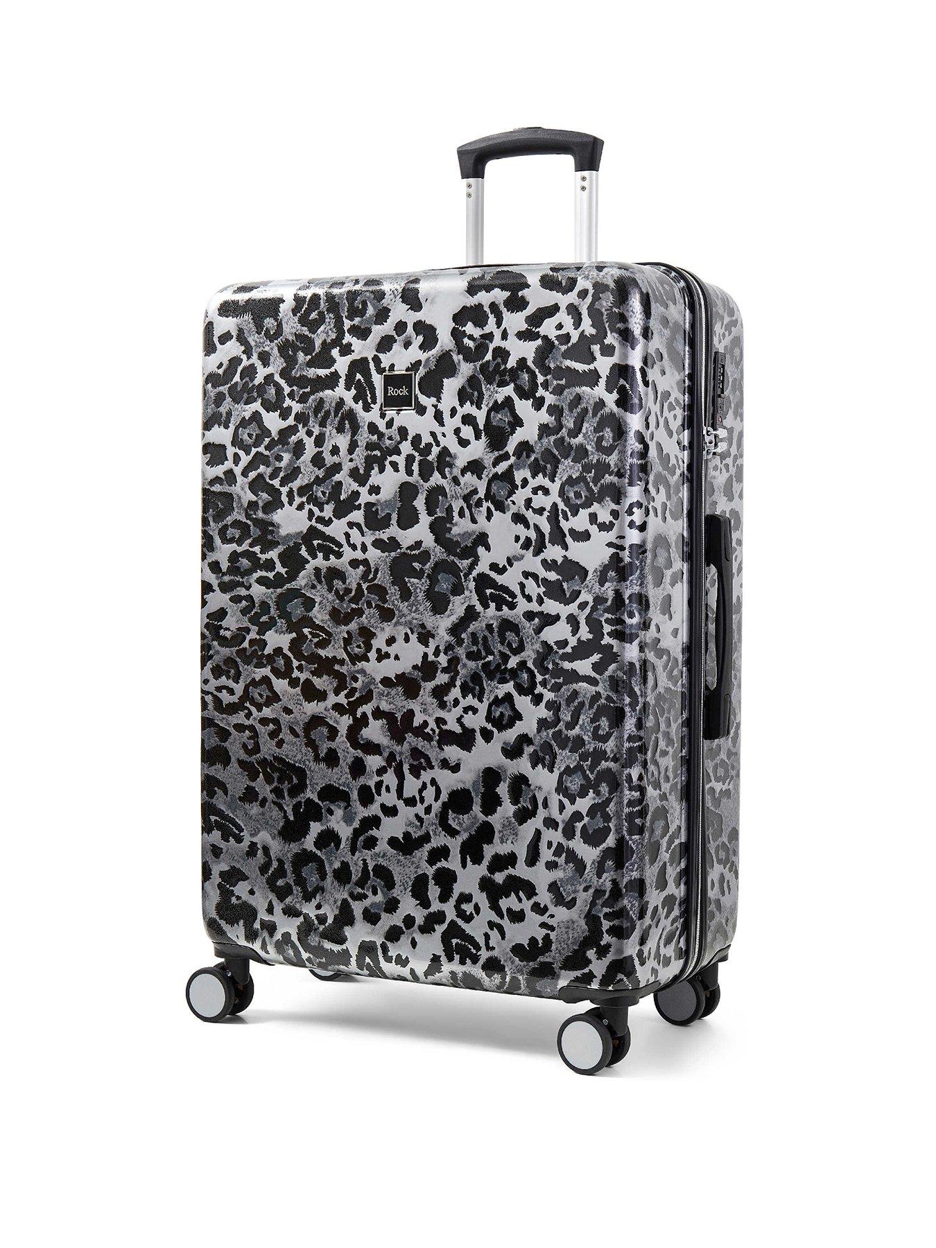 Rock Luggage Savannah Silver Leopard Print Large Suitcase