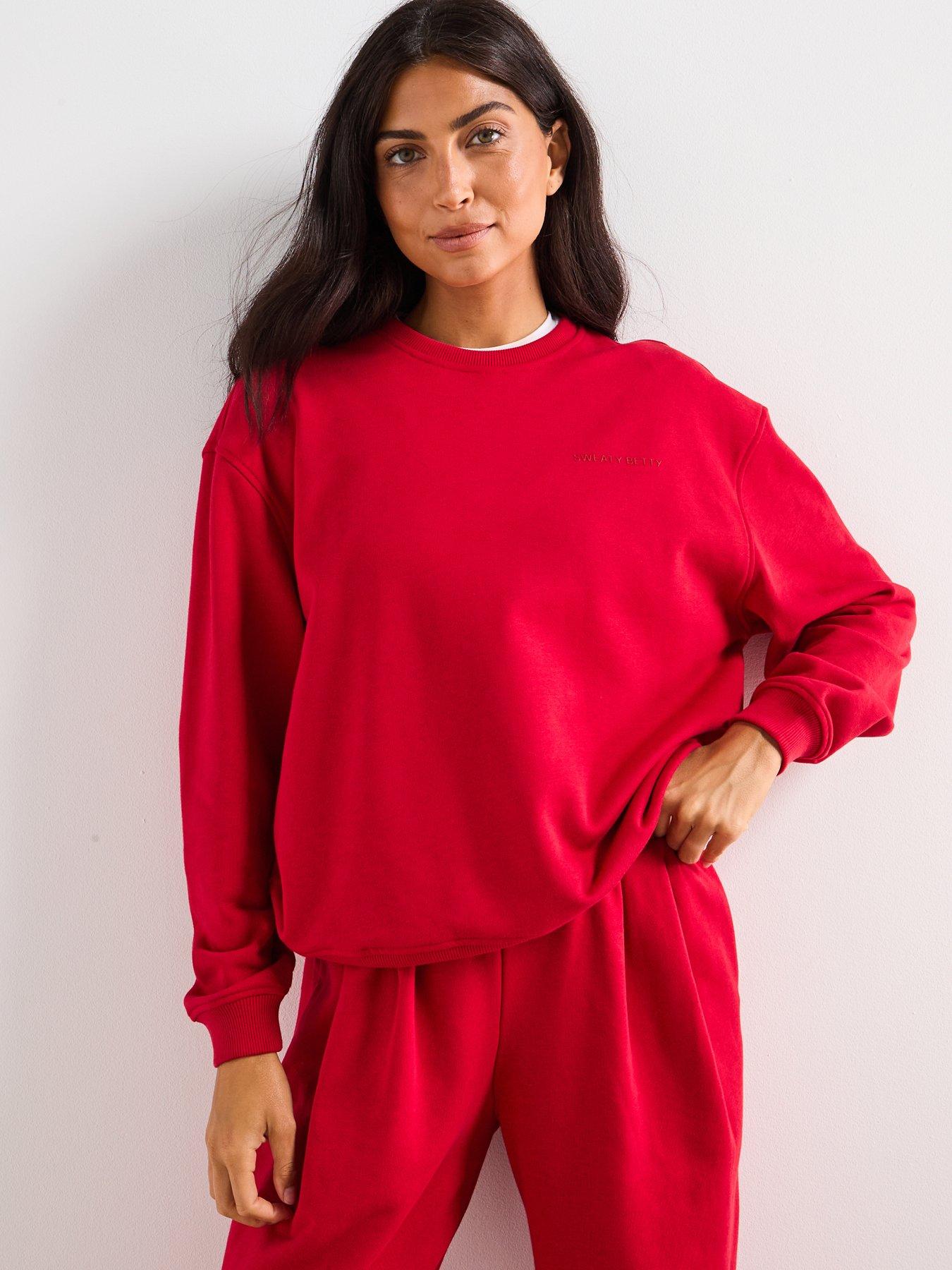 Sweaty Betty: Womens Training Revive Crew Neck Sweatshirt - Red
