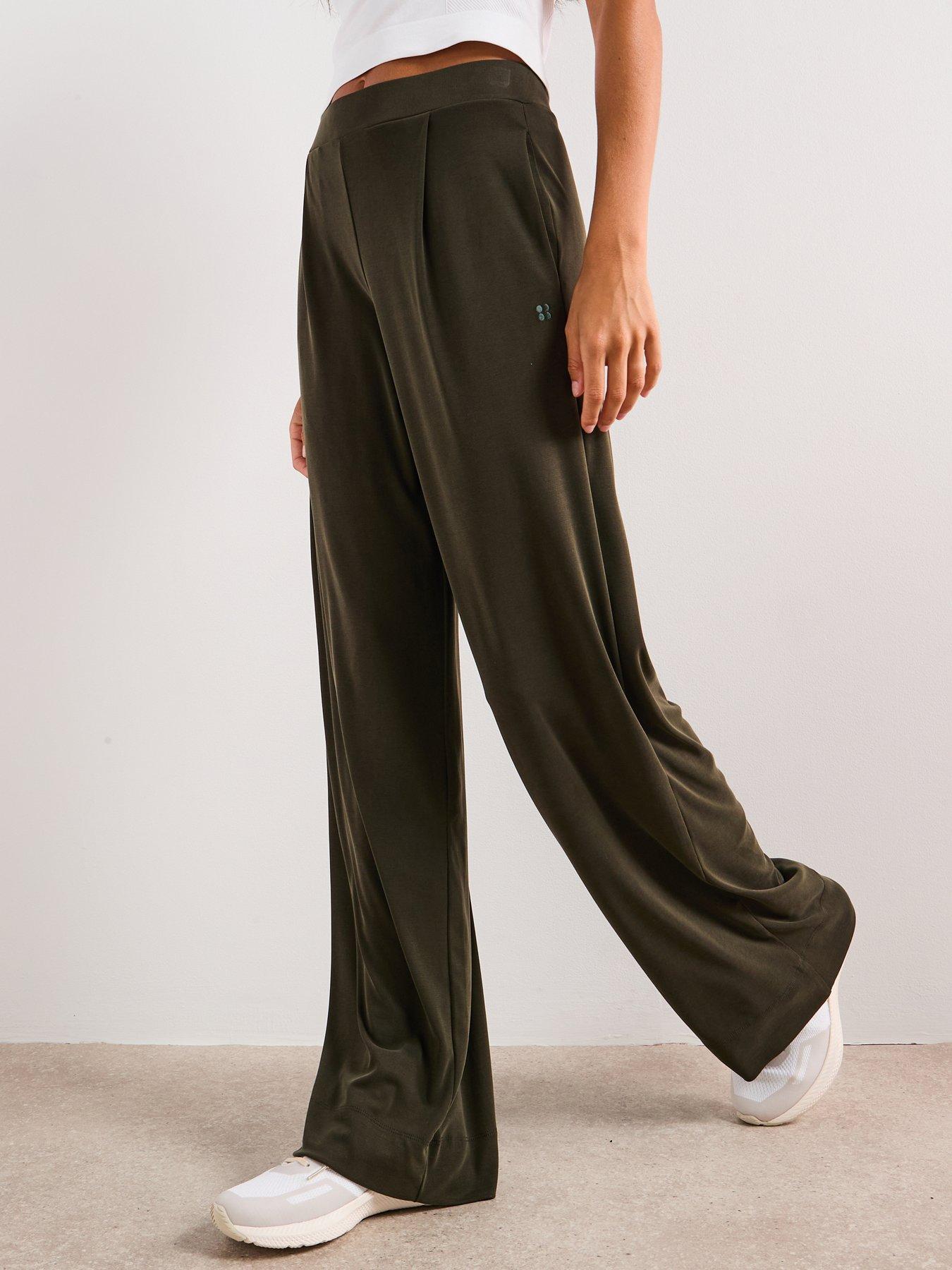 Sweaty Betty: Womens Training At Ease Wide Leg Trousers - Green