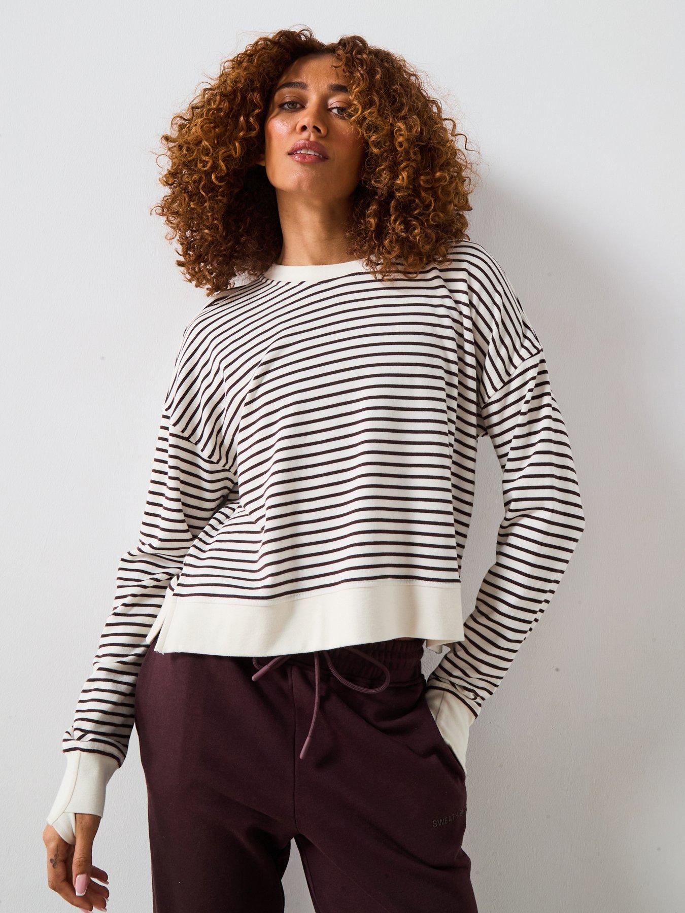 undefined Womens Training After Class Crop Sweatshirt - White/Brown