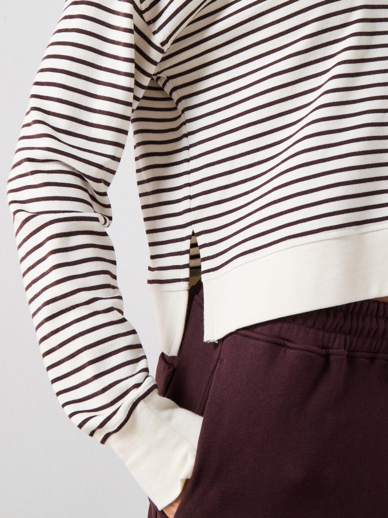 Image 5 of 6 of Sweaty Betty Womens Training After Class Crop Sweatshirt - White/Brown
