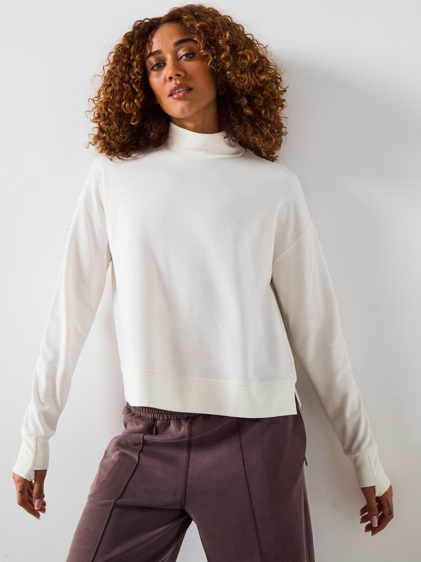 undefined Womens Training After Class Funnel Neck Sweatshirt - White