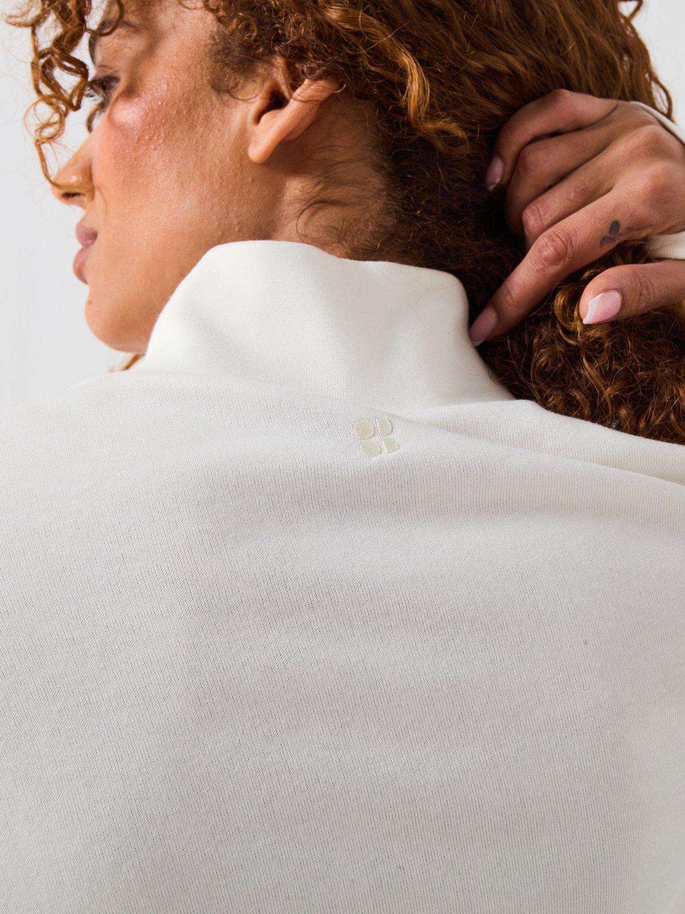 Image 4 of 6 of Sweaty Betty Womens Training After Class Funnel Neck Sweatshirt - White