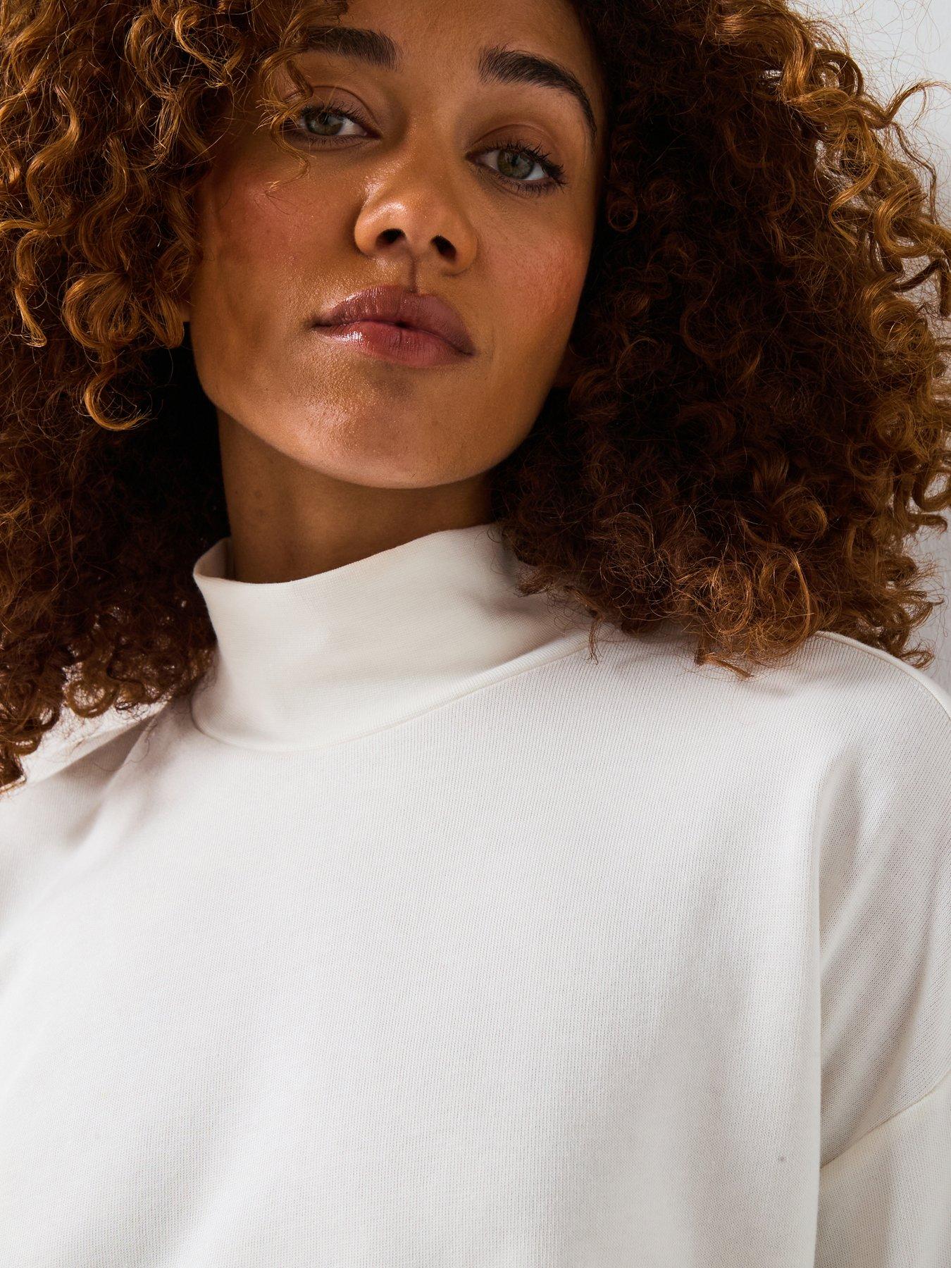 Image 5 of 6 of Sweaty Betty Womens Training After Class Funnel Neck Sweatshirt - White