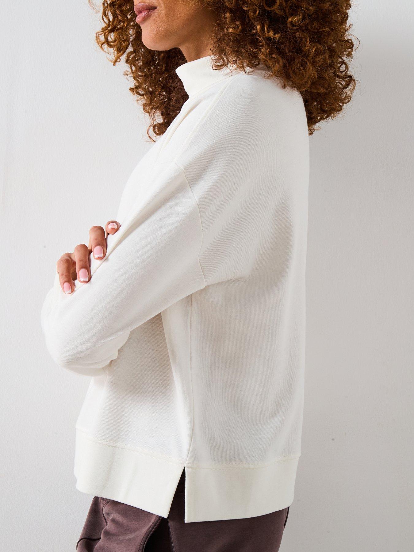 Image 6 of 6 of Sweaty Betty Womens Training After Class Funnel Neck Sweatshirt - White