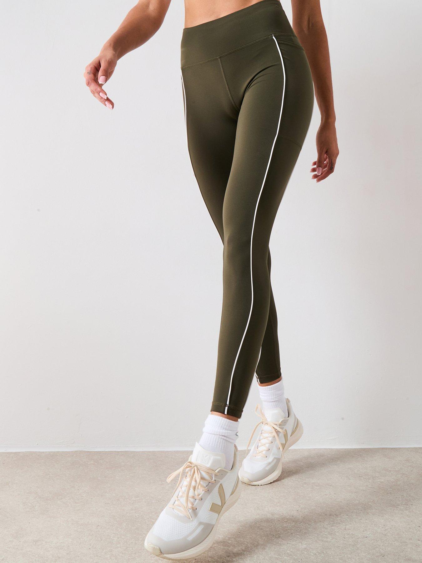 Sweaty Betty Womens Training Power 7/8 Workout Piping Tights, Green, Size Xl, Women