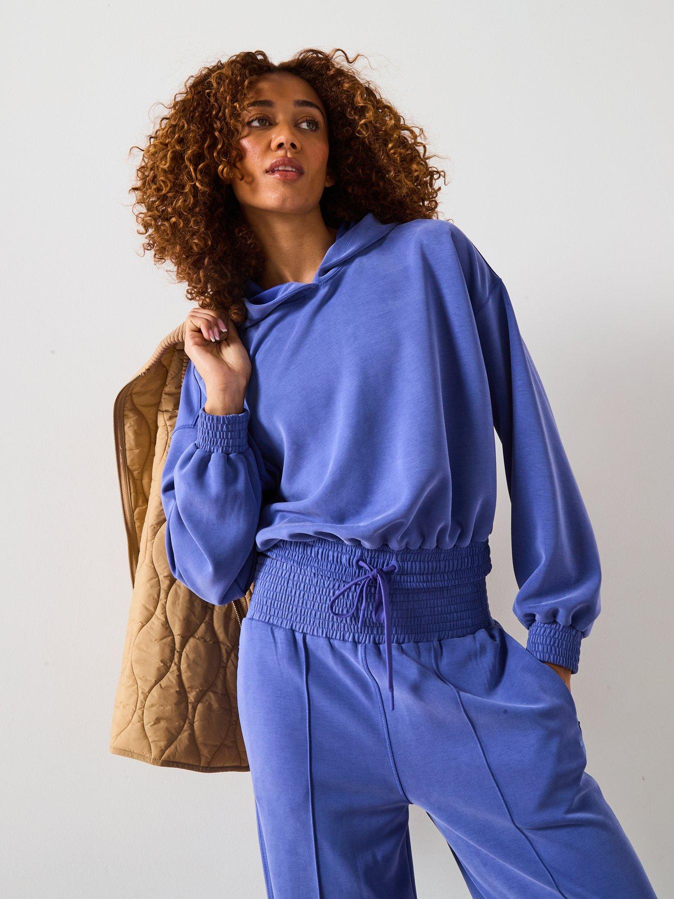 undefined Womens Training Sand Wash Cloudweight Crop Hoody - Blue