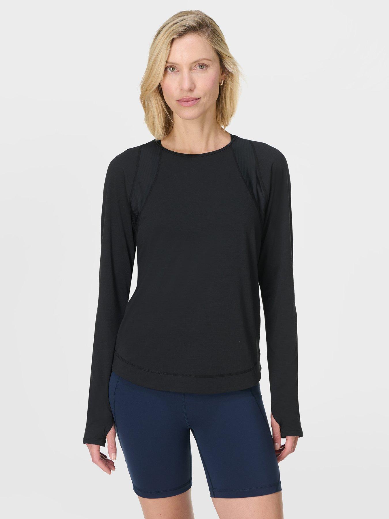 Sweaty Betty Womens Training Breathe Easy Long Sleeve Top, Black, Size M, Women