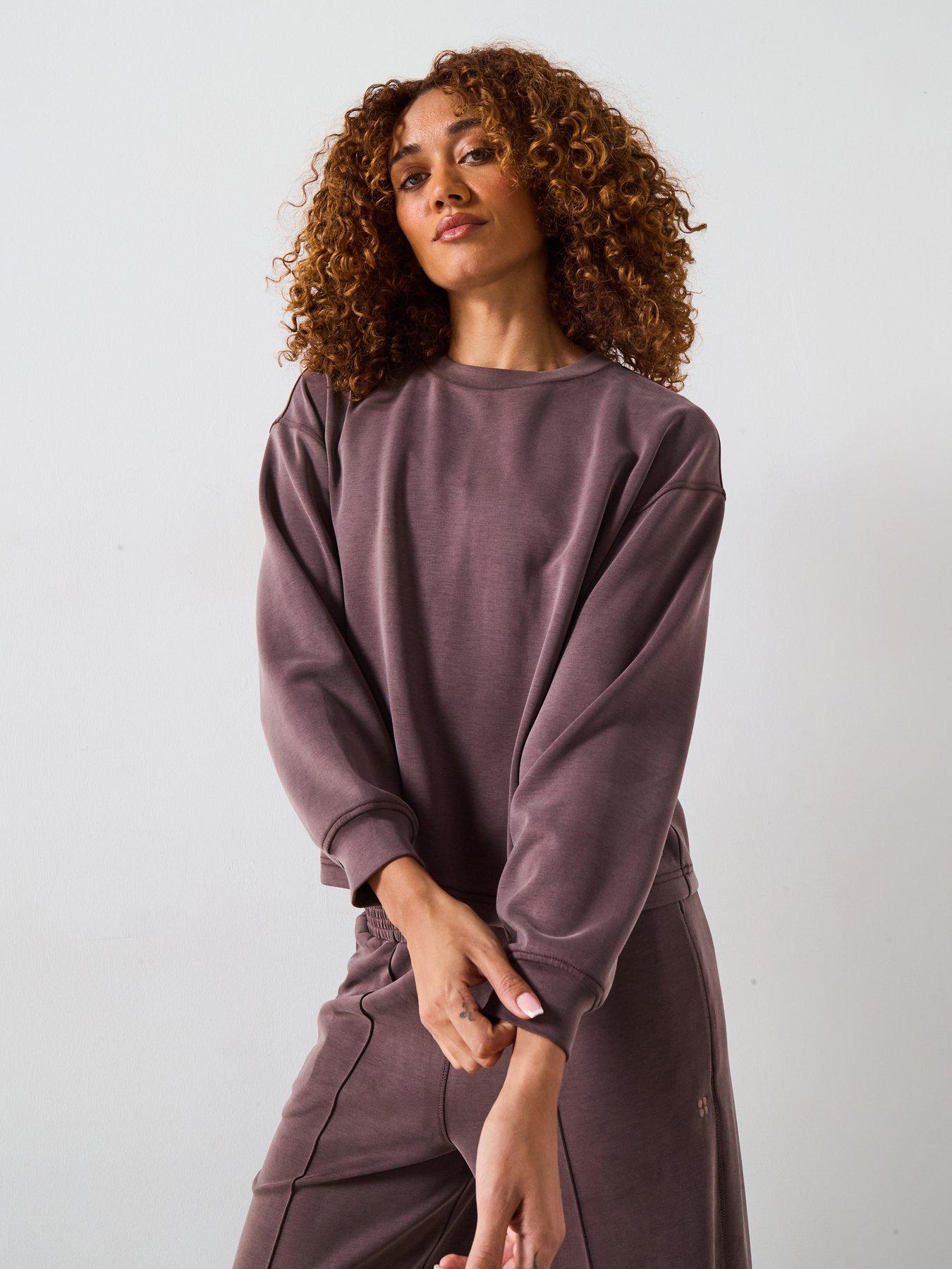 undefined Womens Training Sand Wash Cloudweight Sweatshirt - Brown
