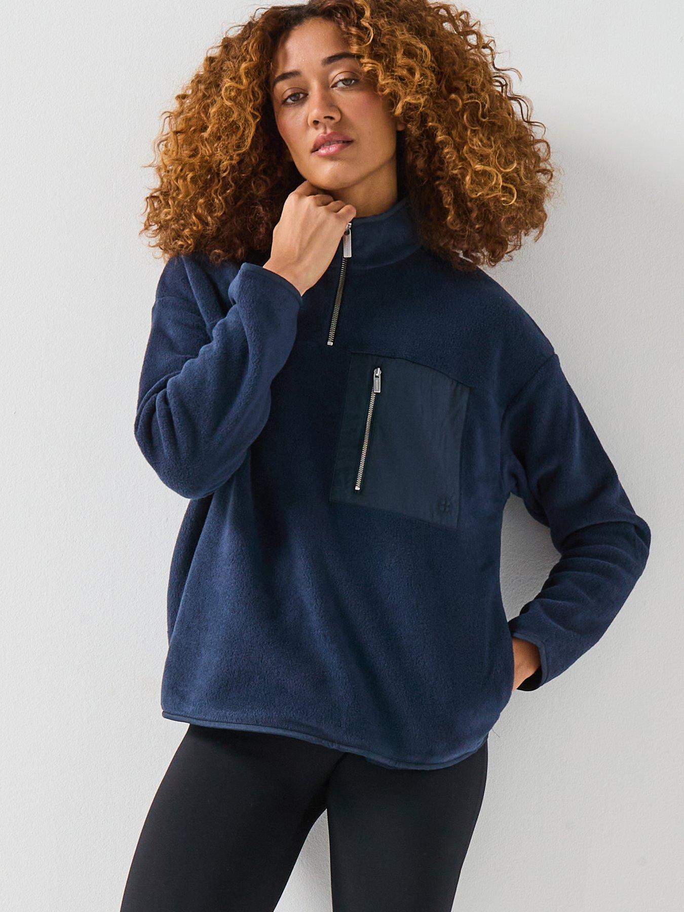 Sweaty Betty Womens Mallow Half Zip Pullover, Navy, Size 2Xl, Women
