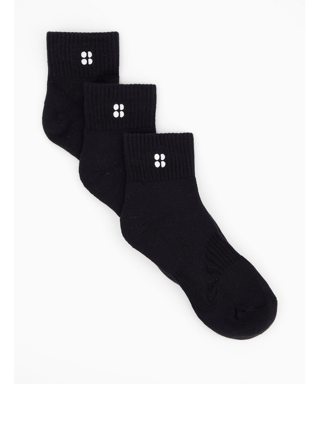 Sweaty Betty Womens Training Essentials Mid 3 Pack Socks - Black