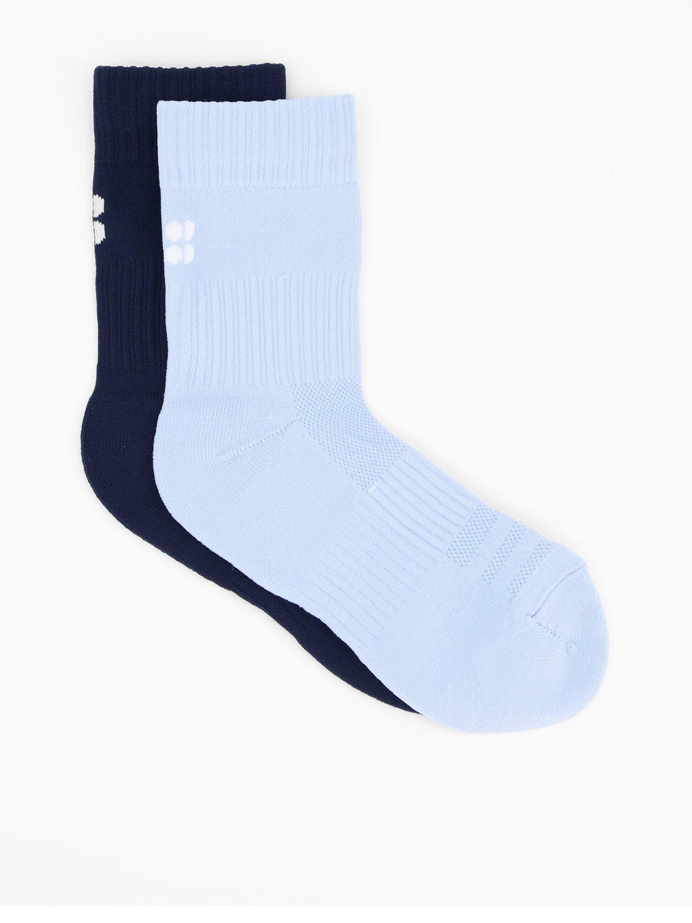 undefined Womens Running Crew 2 Pack Socks - Blue