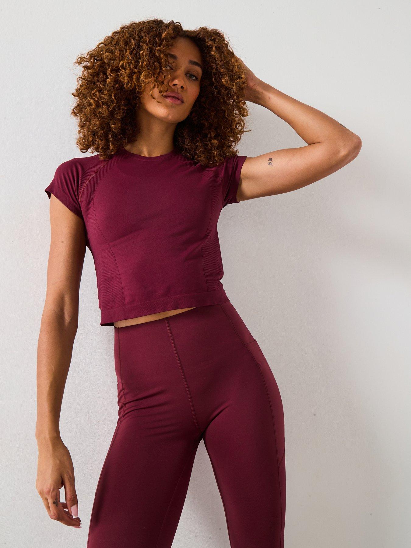 undefined Womens Training Athlete Crop Seamless Workout T-Shirt - Red