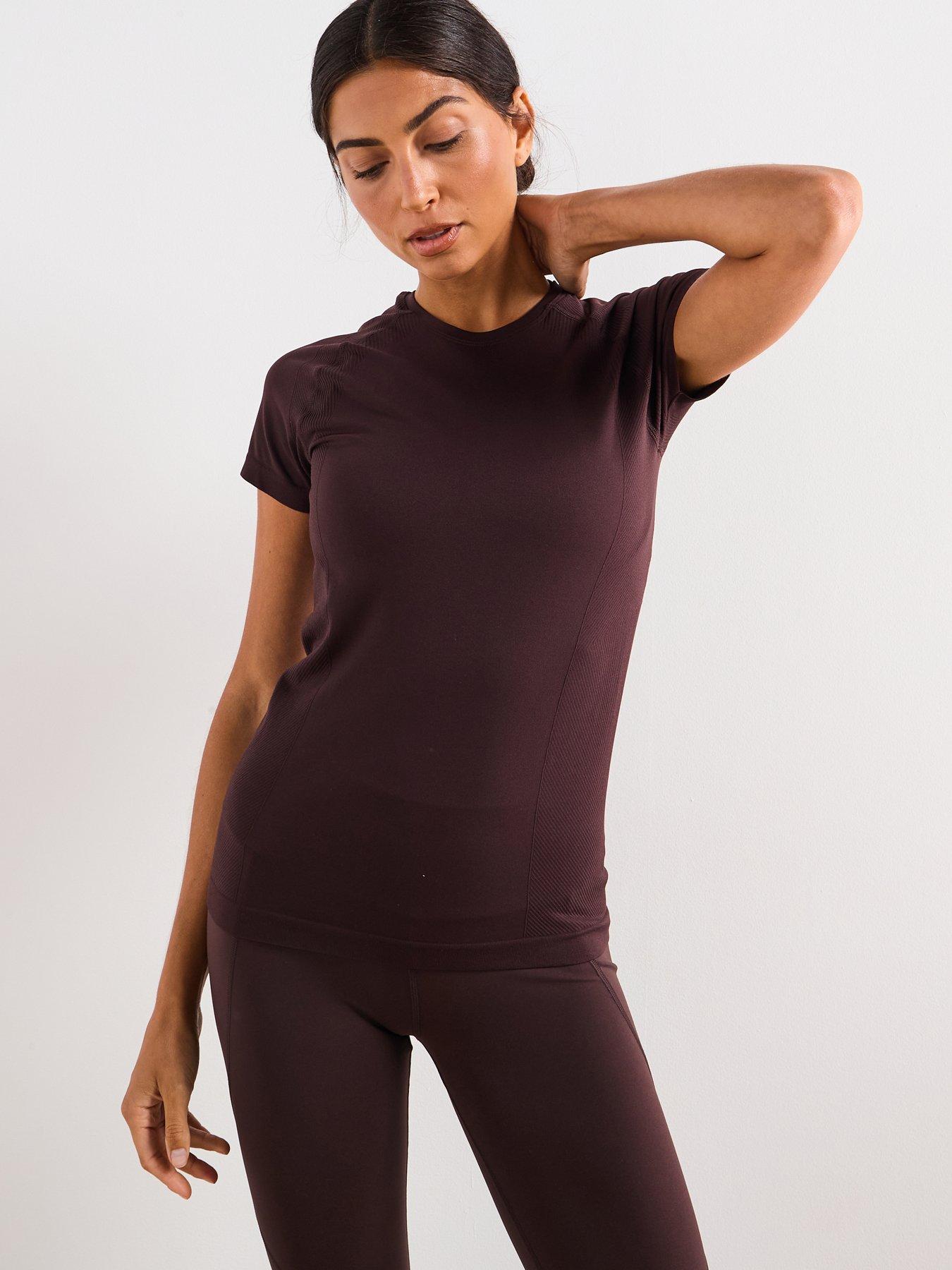 undefined Womens Training Athlete Seamless Workout T-shirt - Brown