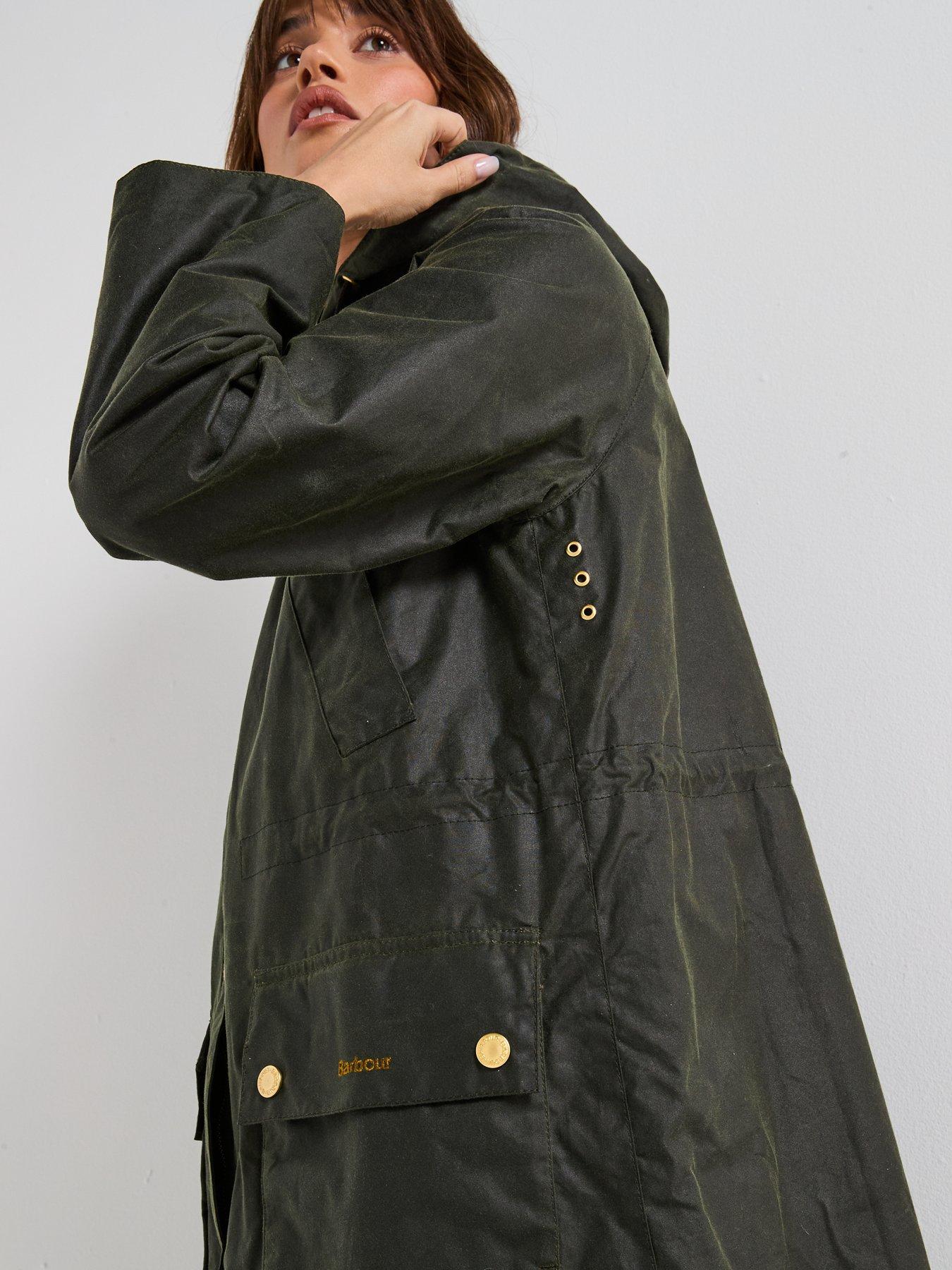 Image 4 of 6 of Barbour Marcy Wax Parka - Green