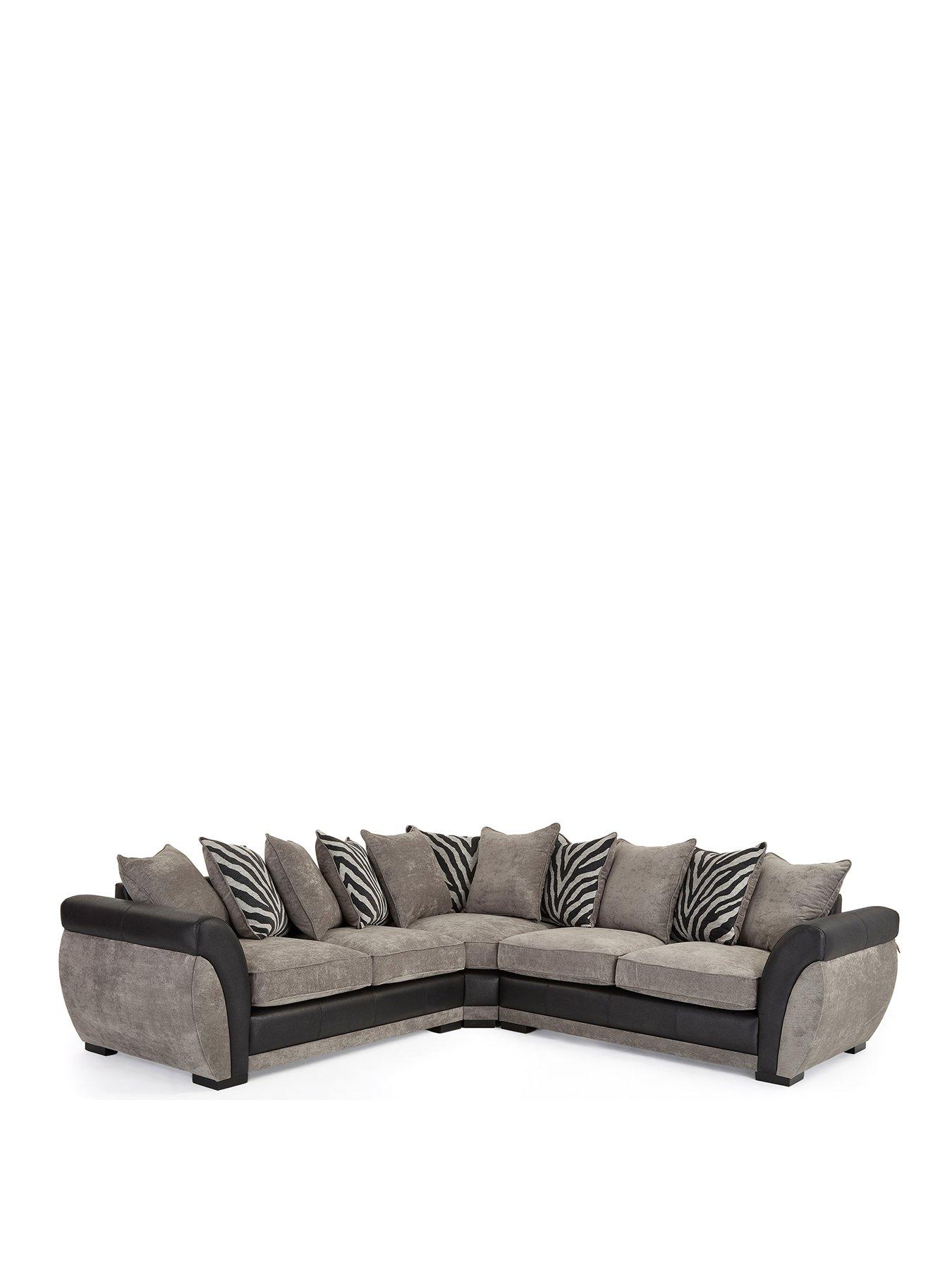 Image 2 of 7 of The Very Collection Nova Fabric/Faux Leather Corner Group&nbsp;Sofa - Grey/Black - FSC&reg; Certified