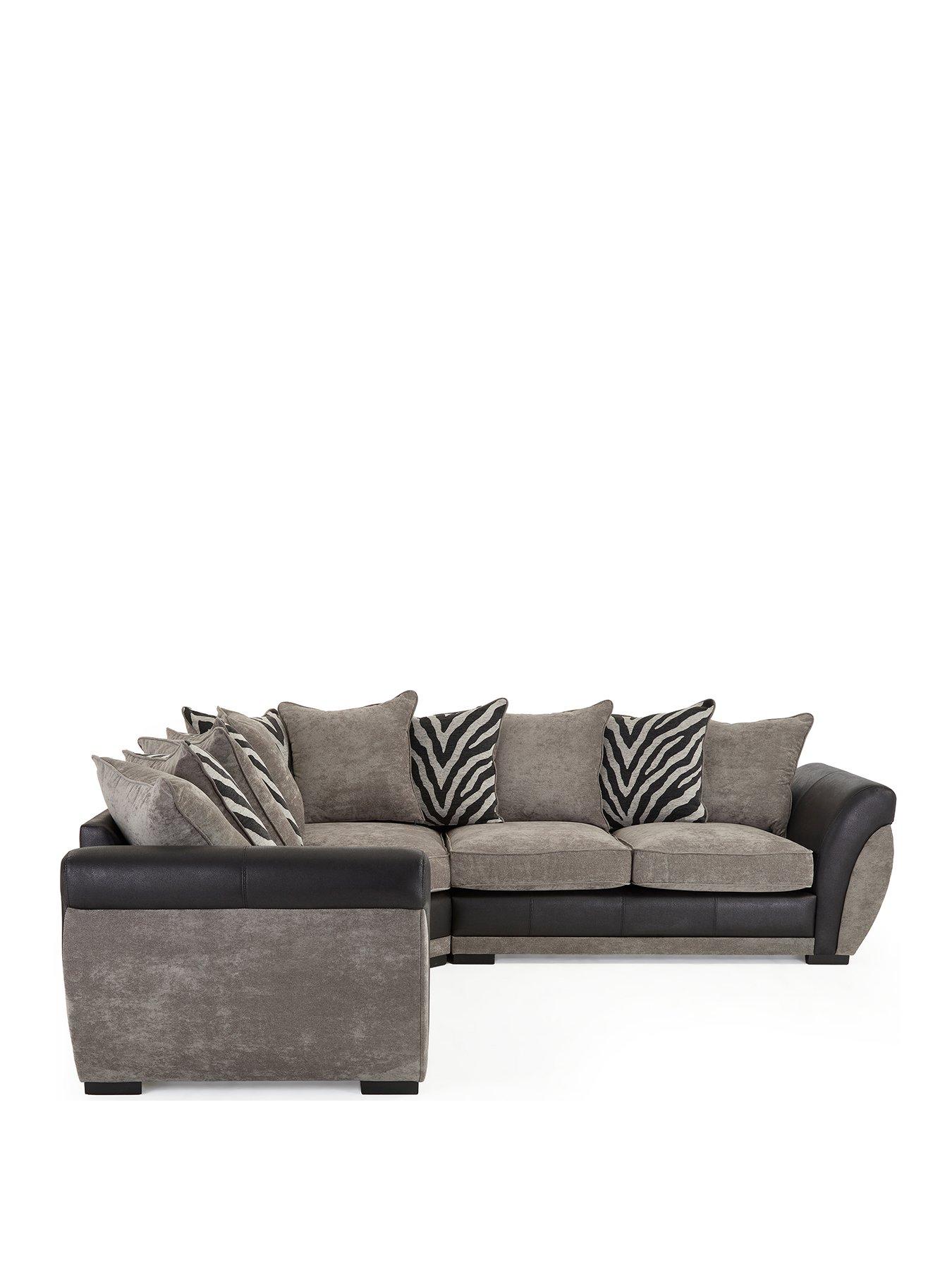 Image 3 of 7 of The Very Collection Nova Fabric/Faux Leather Corner Group&nbsp;Sofa - Grey/Black - FSC&reg; Certified