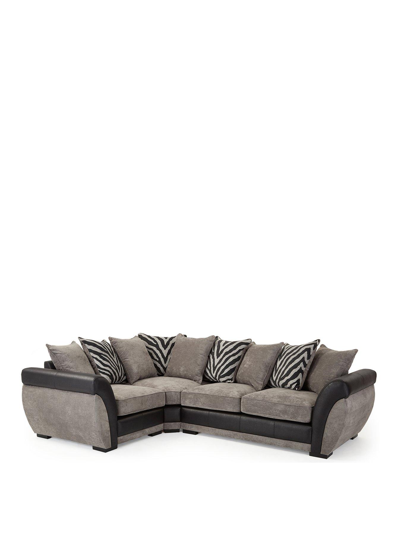 Image 2 of 7 of Very Home Nova Fabric/Faux Leather Left Hand Double Arm&nbsp;Sofa - Grey/Black